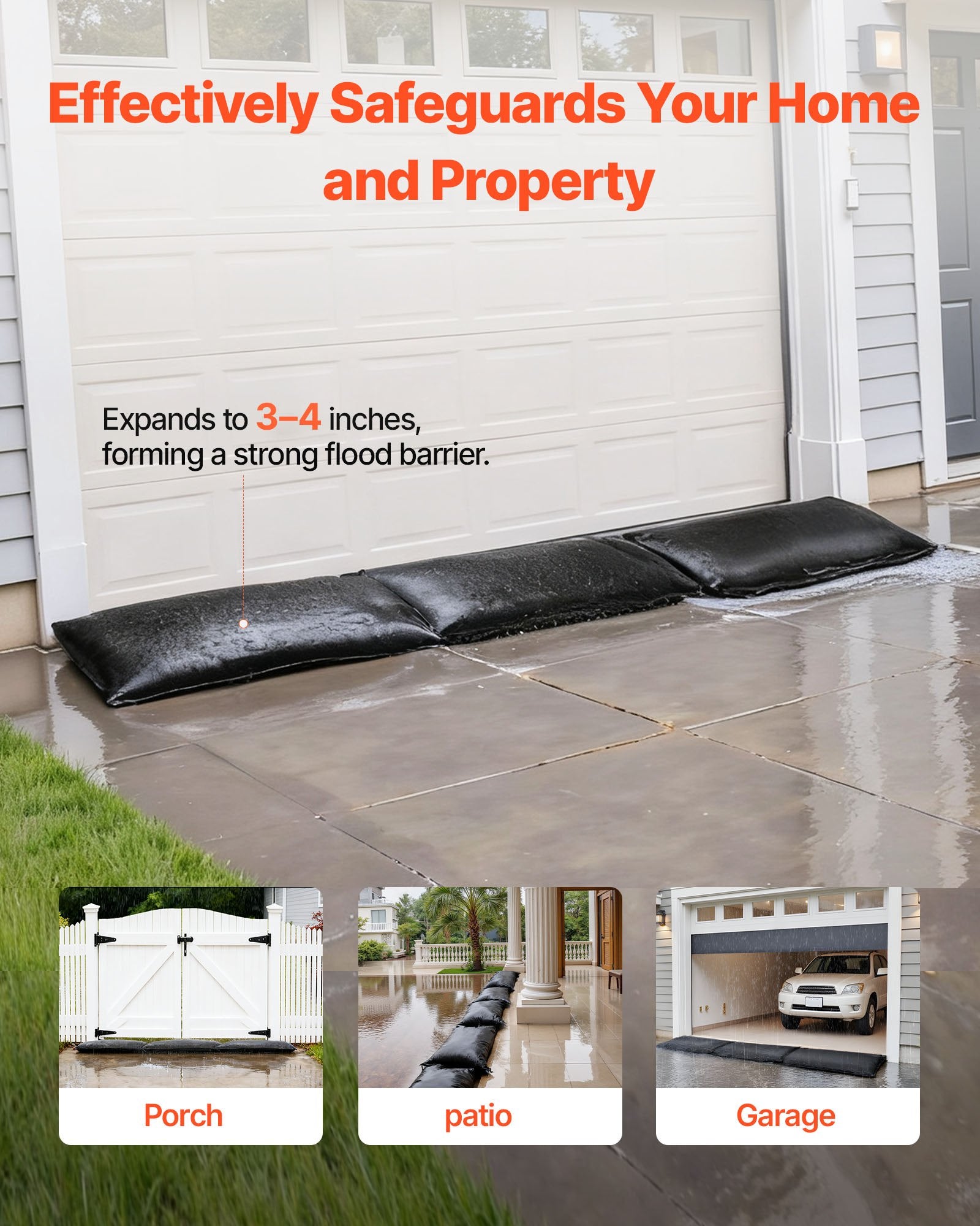 Flood Barrier 6-Pack, 830x430mm Water-Activated Reusable Sandless Flood Bags