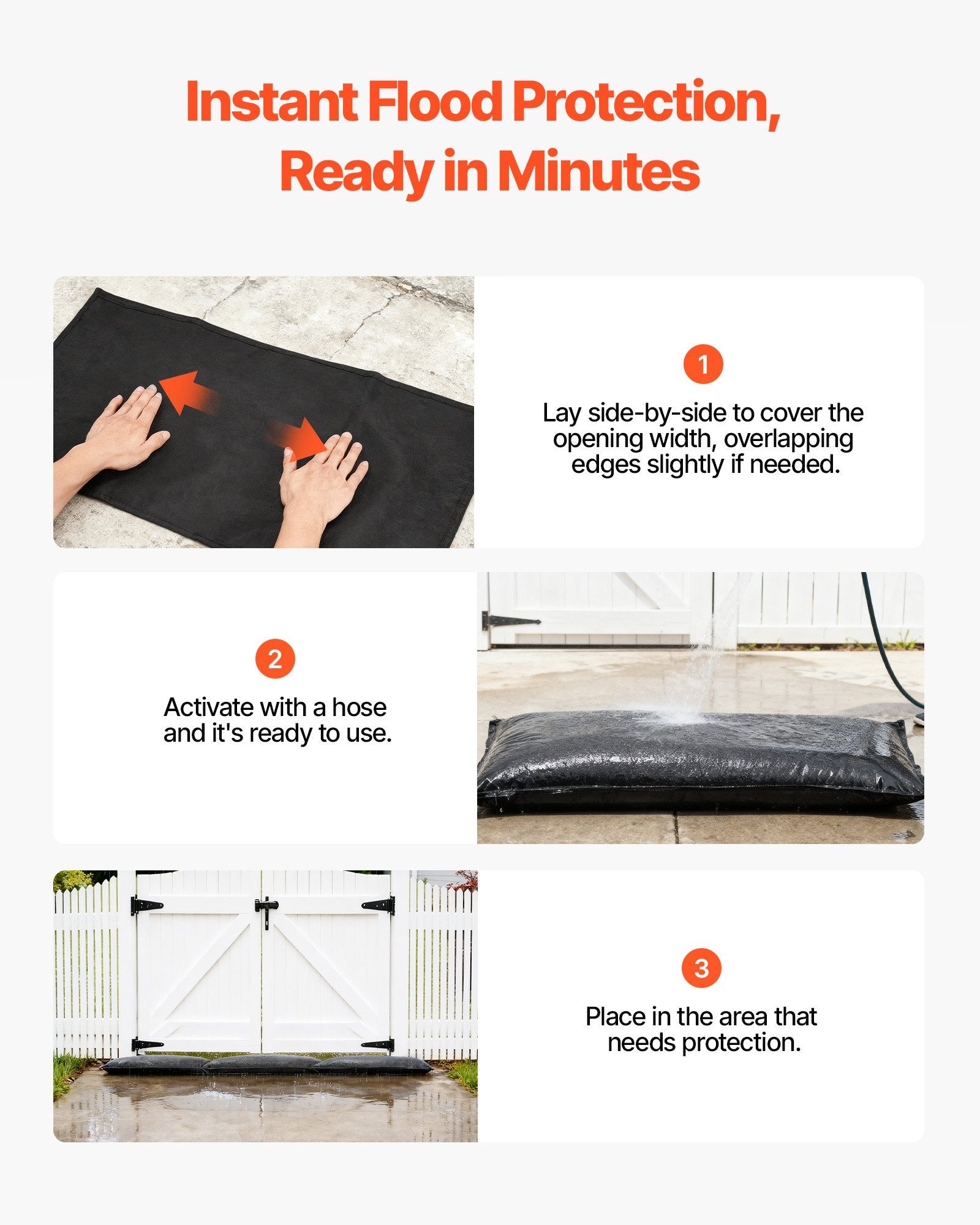 Flood Barrier 6-Pack, 830x430mm Water-Activated Reusable Sandless Flood Bags