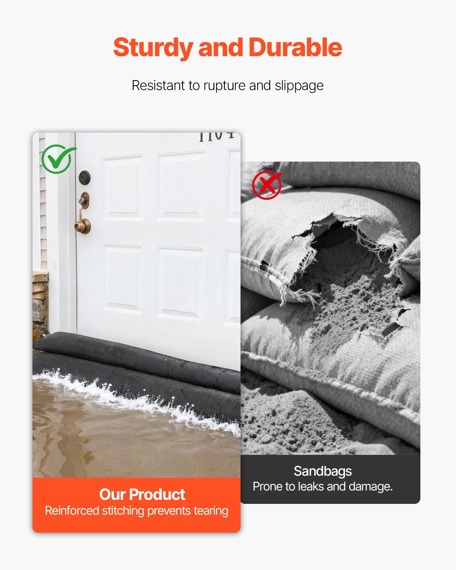 Flood Barrier 8-Pack, 480x435mm Water-Activated Reusable Sandless Flood Bags