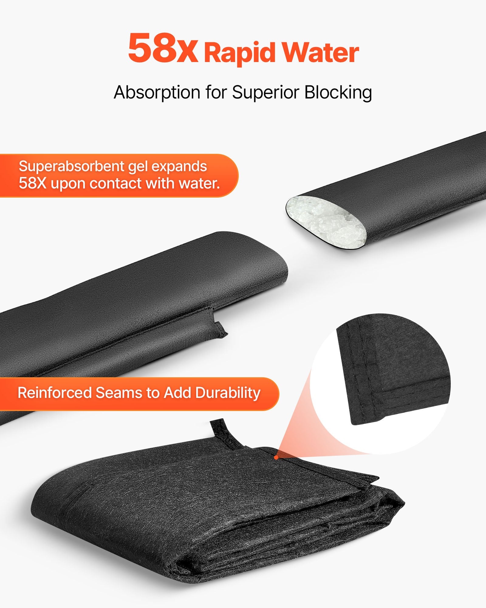 Flood Barrier 4Pack 1530x210mm Water Activated Reusable Sandless Sandbags