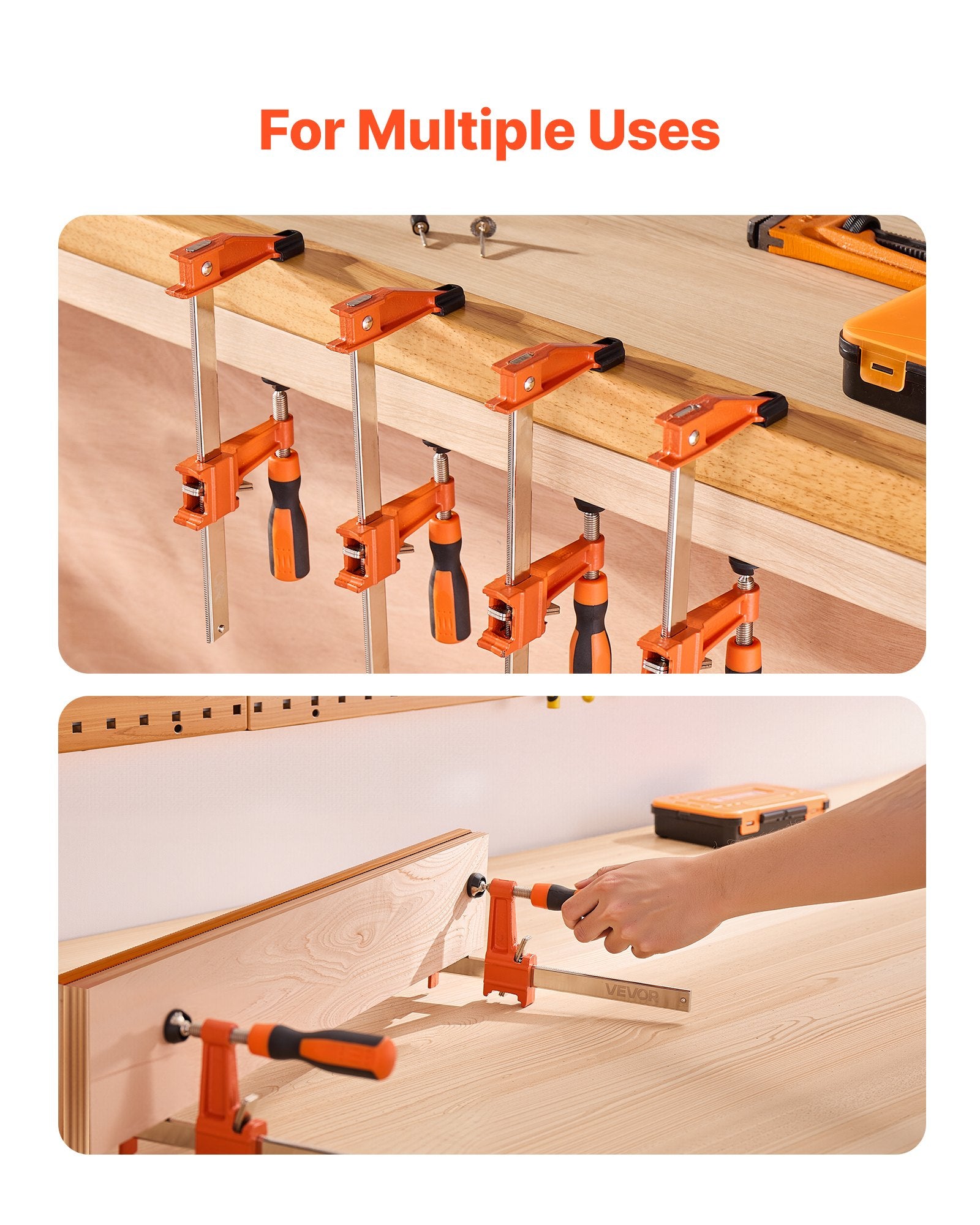 Bar Clamps for Woodworking 2-Pack 15.24cm 2-Pack 30.48cm F-Clamp 272kg 63.5mm