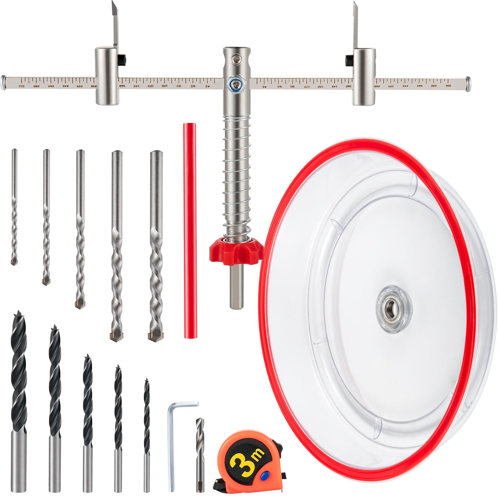 Adjustable Hole Saw Cutter Kit 40–300mm with Dust Shield & Pilot Bits