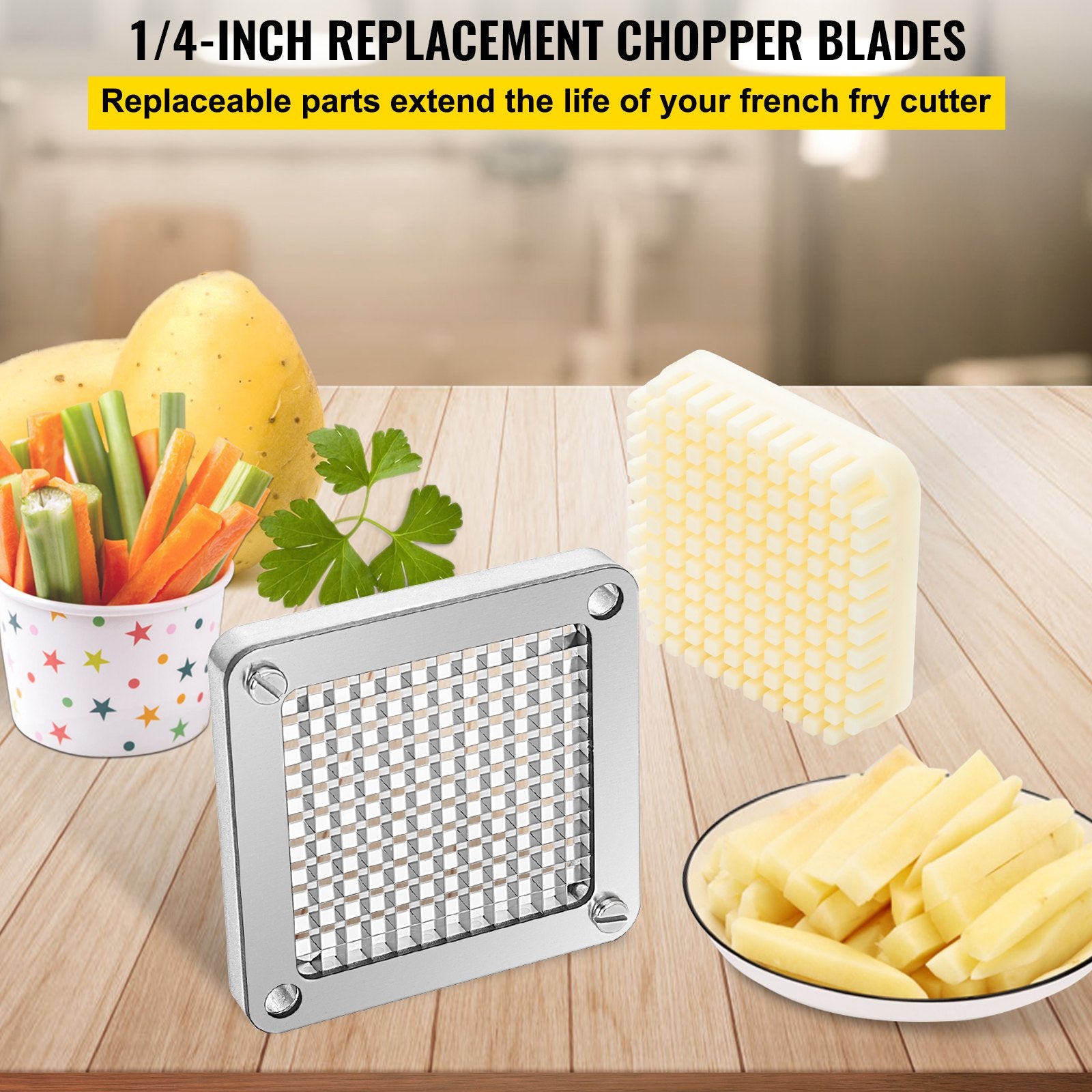 Replacement Chopper Blade 1/4 in 3PCS with 6 Extra Knives Stainless Steel Dicer