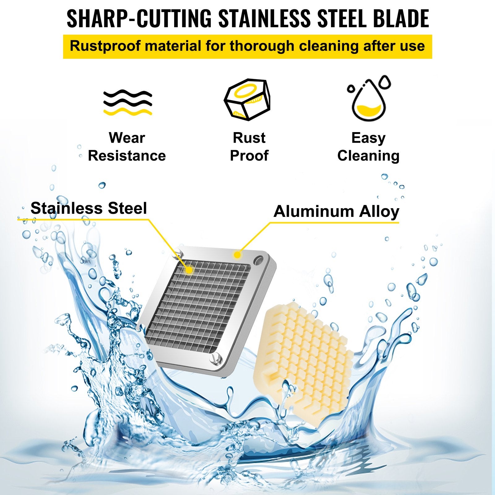 Replacement Chopper Blade 1/4 in 3PCS with 6 Extra Knives Stainless Steel Dicer