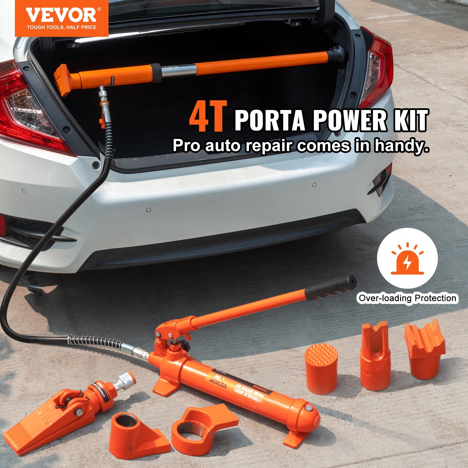 Porta Power Kit 4 Ton Portable Hydraulic Jack 3.9ft Oil Hose Car Repair 8800lbs