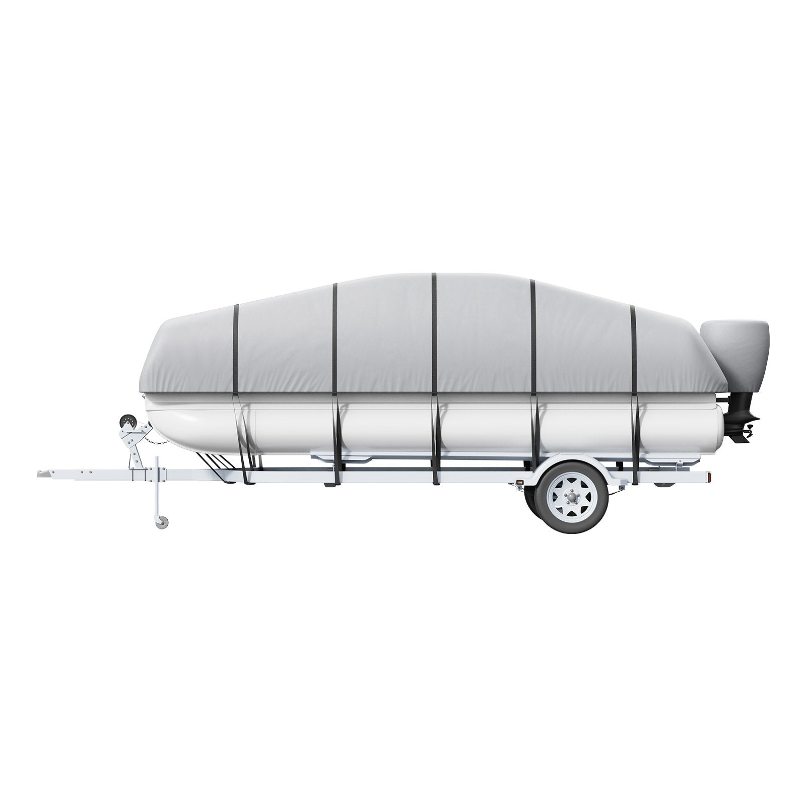 23'-24' Waterproof Pontoon Boat Cover 800D Marine-Grade PU Oxford Fabric Grey