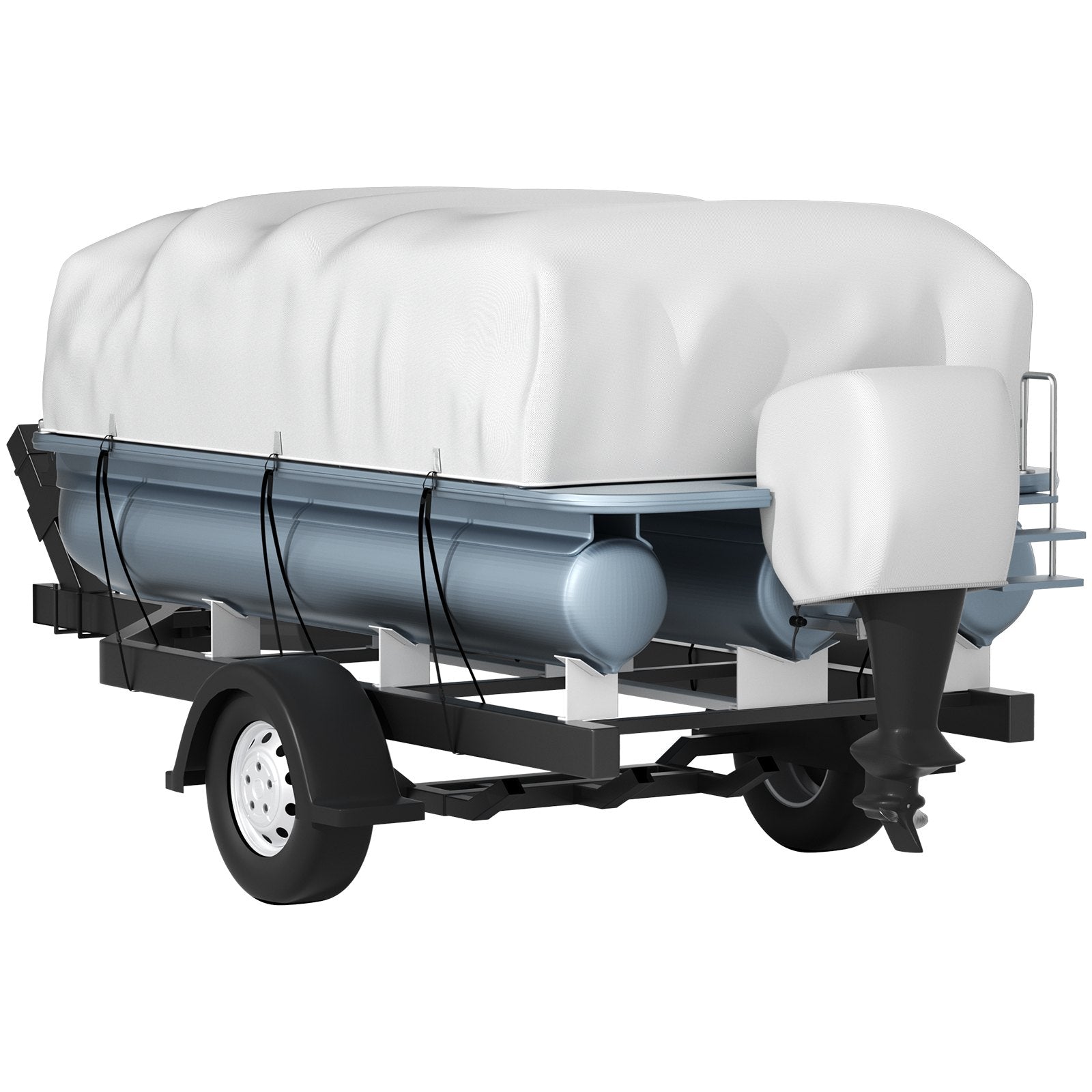 Pontoon Boat Cover 17'-20' Heavy Duty 600D Oxford Waterproof Poles Straps Gray