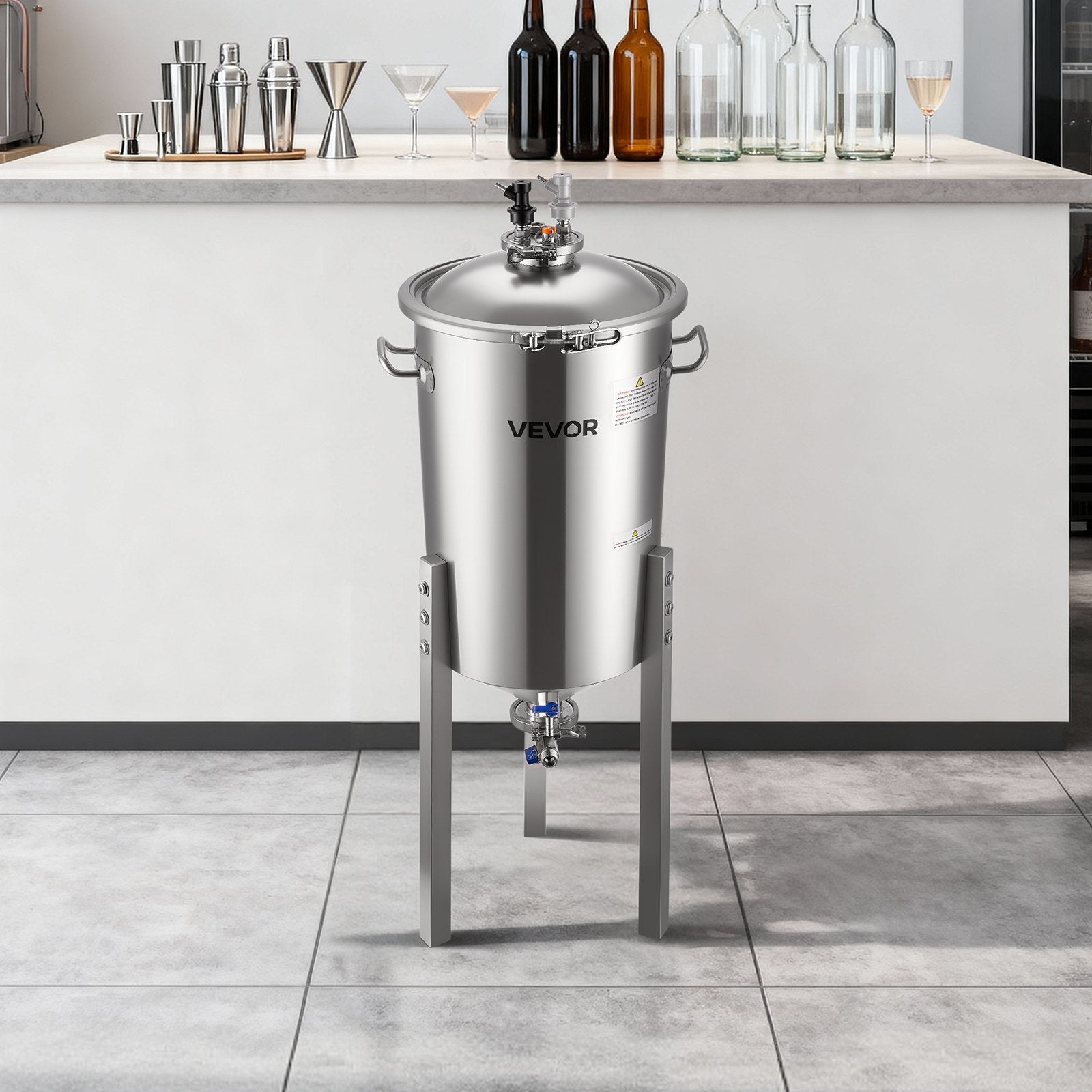 Stainless Steel 8 Gal/30L Conical Fermenter with Legs, Lid, Handle & Thermometer