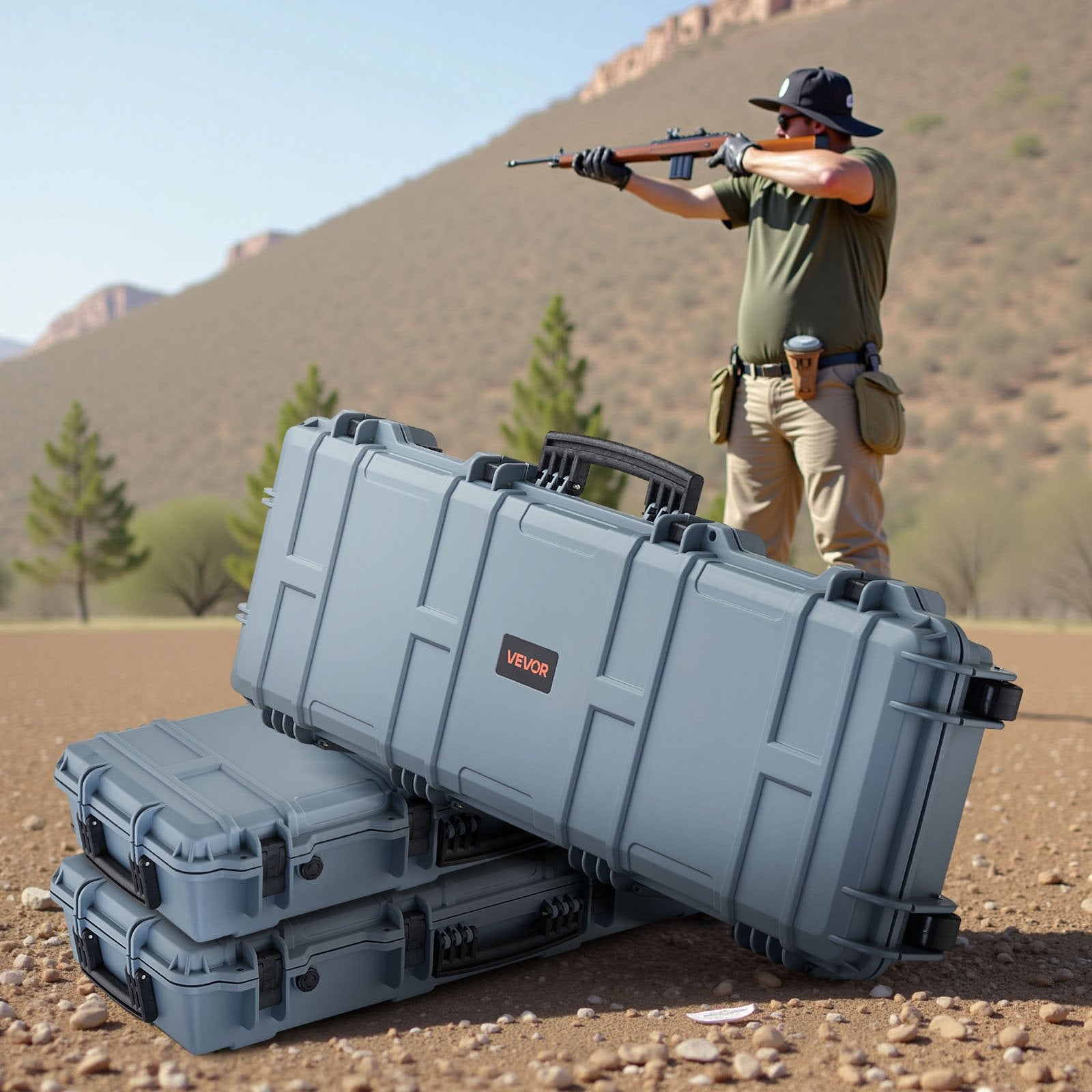 Hard Rifle Case 1016mm Lockable IP67 Waterproof Pre-Cut Foam Wheels Gun Storage