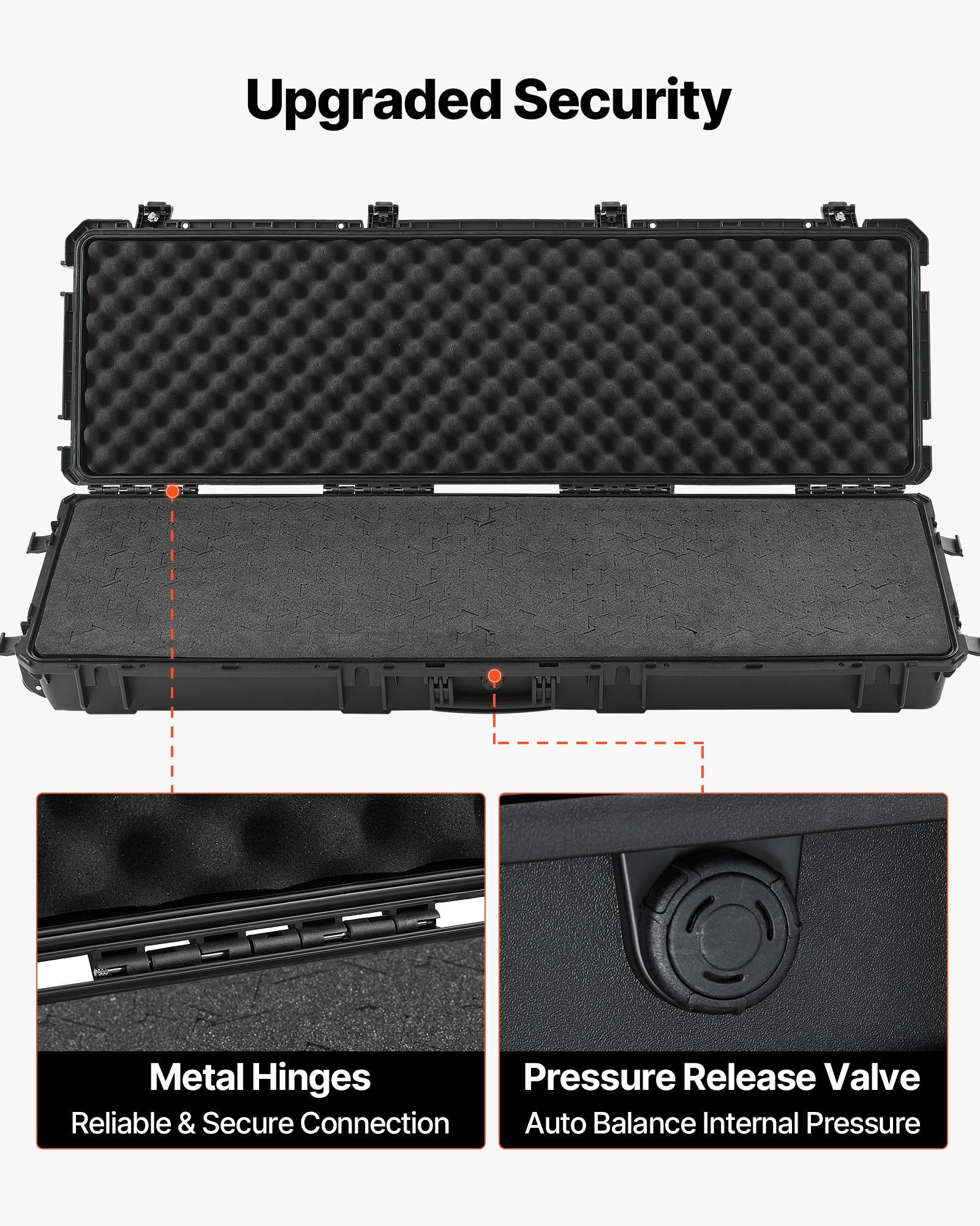 Hard Rifle Case 1270mm Lockable XPE Foam Wheels IP67 Waterproof Dustproof Black