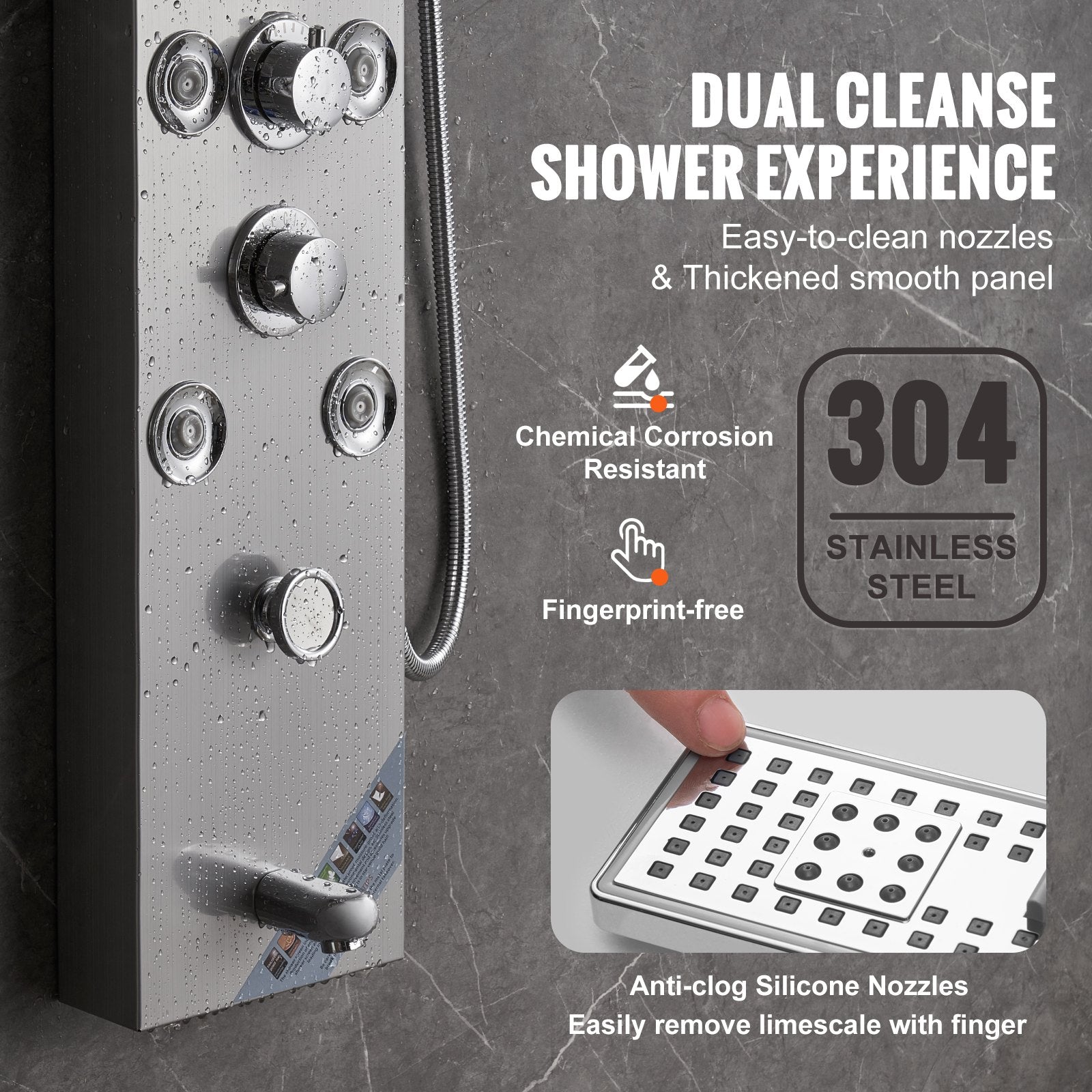 Shower Panel System 6 Modes LED Display 8 Massage Jets Rainfall Handheld Tub Spout