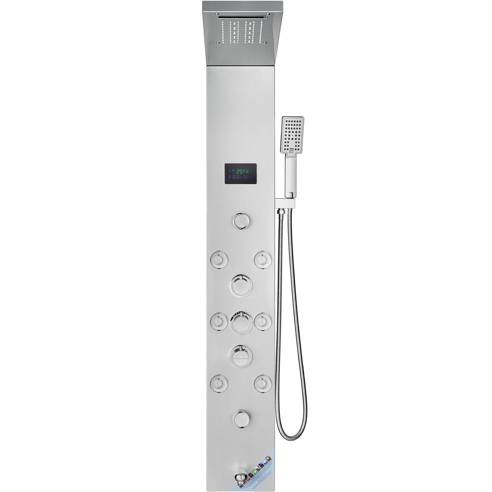 Shower Panel System 6 Modes LED Display 8 Massage Jets Rainfall Handheld Tub Spout
