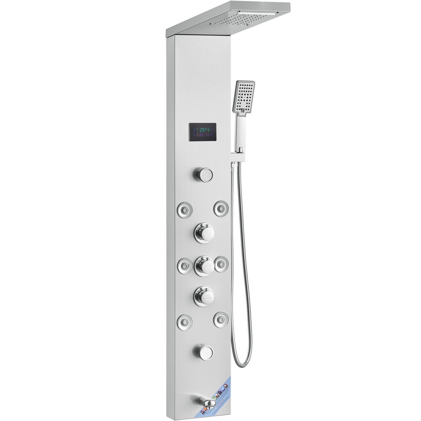 Shower Panel System 6 Modes LED Display 8 Massage Jets Rainfall Handheld Tub Spout
