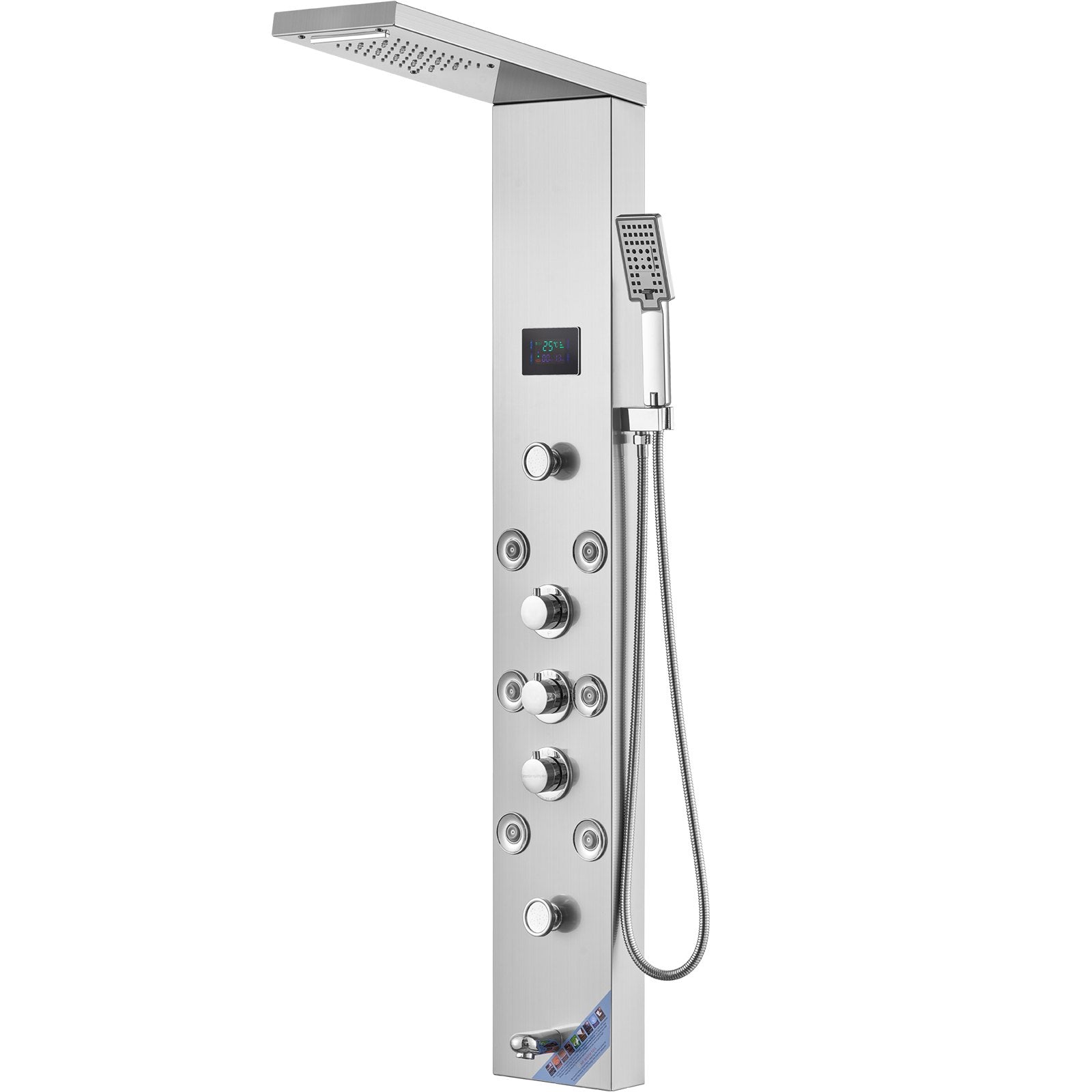 Shower Panel System 6 Modes LED Display 8 Massage Jets Rainfall Handheld Tub Spout