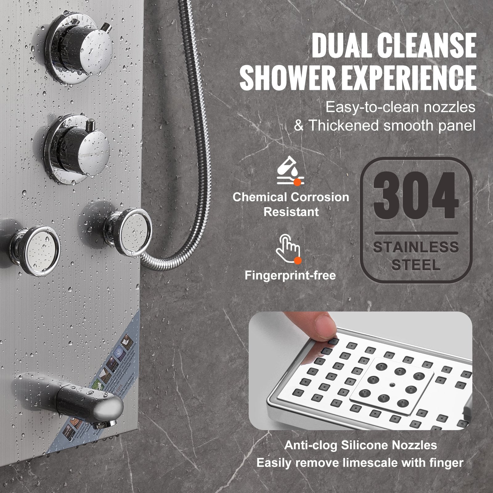 Shower Panel System 6 Modes LED Display 5 Massage Jets Rainfall Handheld Tub Spout