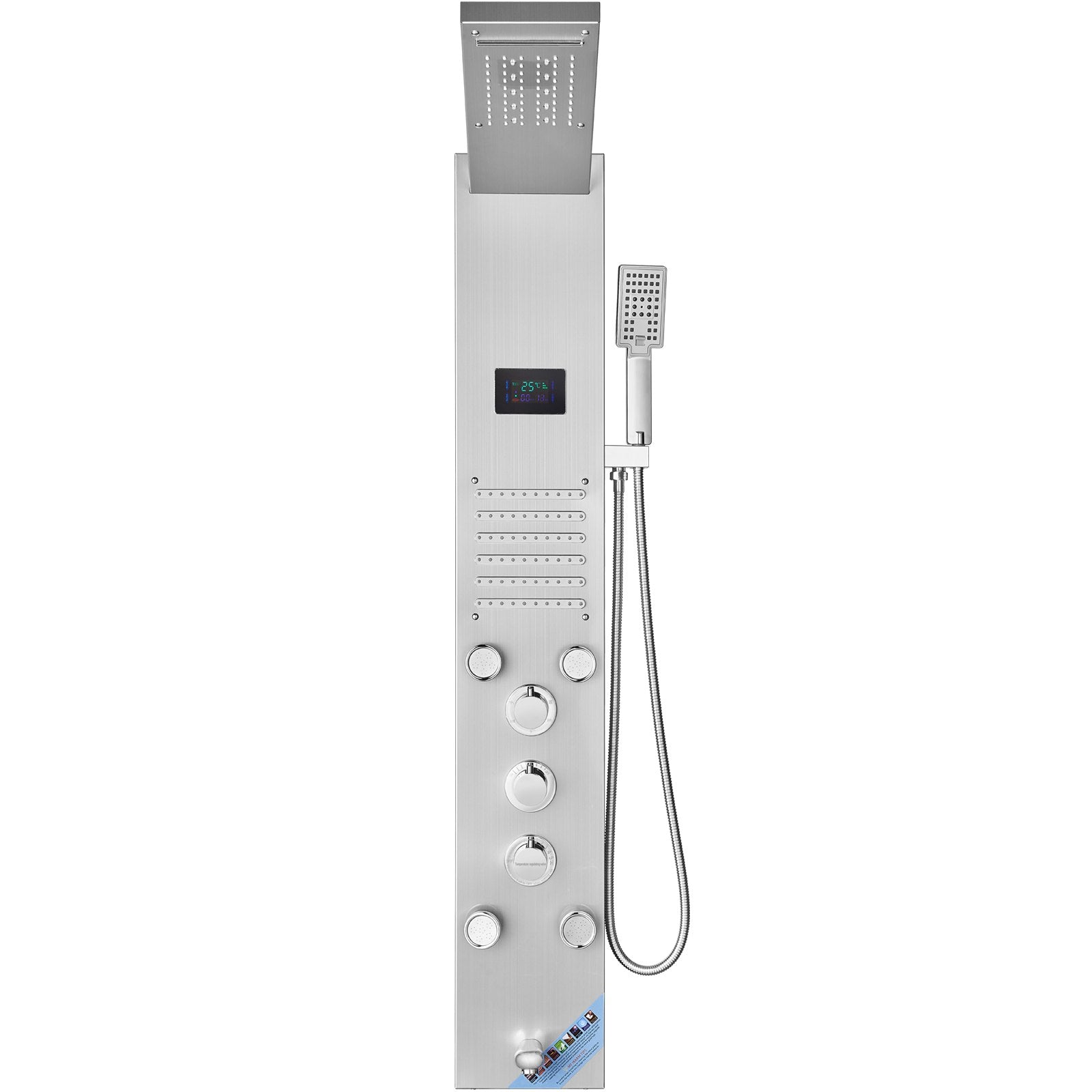 Shower Panel System 6 Modes LED Display 5 Massage Jets Rainfall Handheld Tub Spout