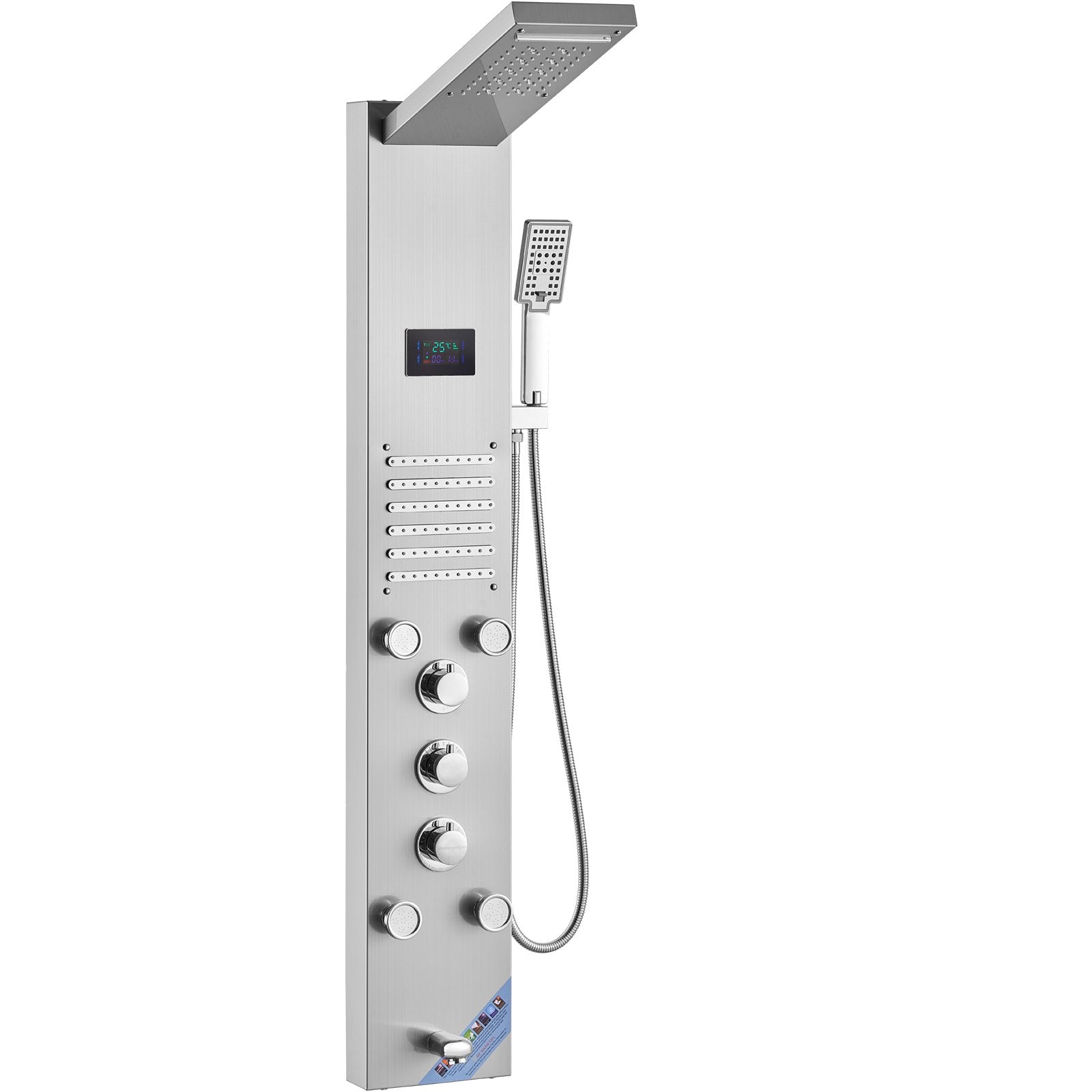 Shower Panel System 6 Modes LED Display 5 Massage Jets Rainfall Handheld Tub Spout