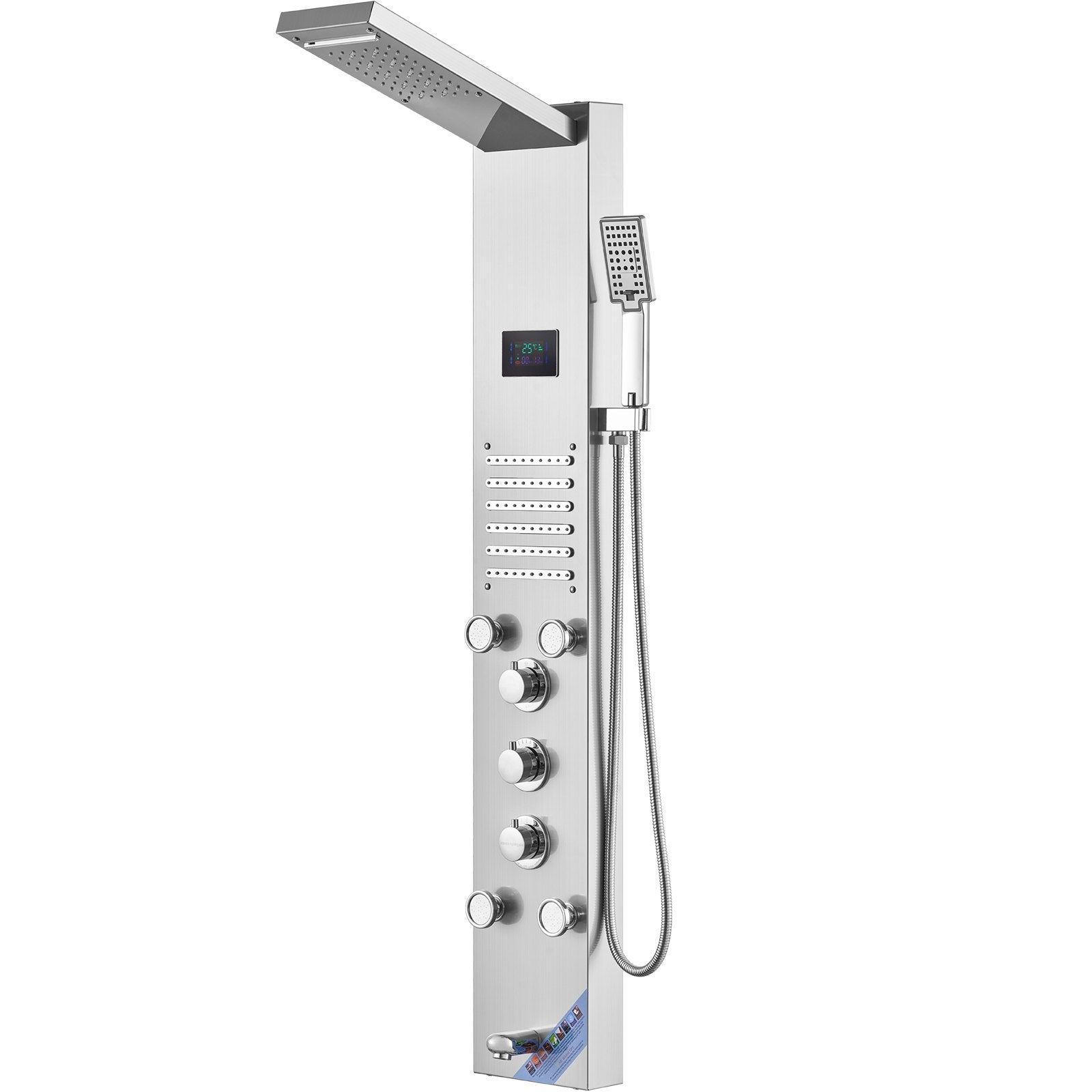 Shower Panel System 6 Modes LED Display 5 Massage Jets Rainfall Handheld Tub Spout