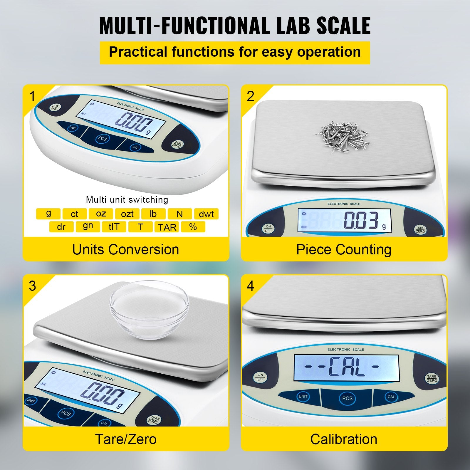 Digital Analytical Balance, High Precision, 5000g x 0.01g Laboratory Scale