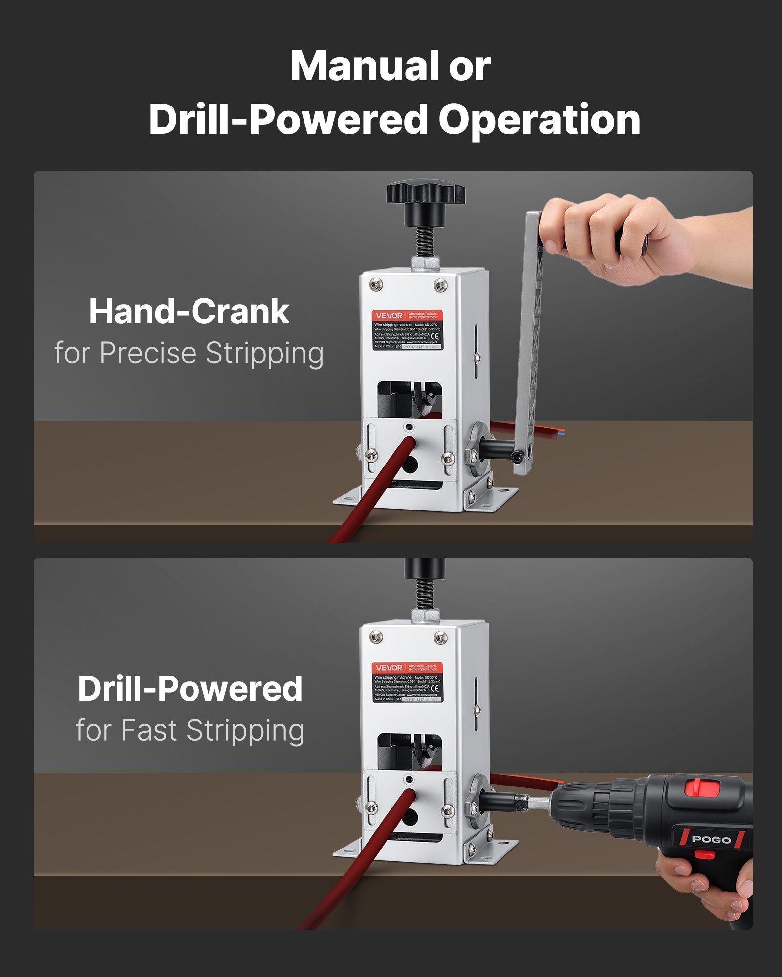 Manual Wire Stripper Machine 1.5-30mm Copper Cable Stripper Hand or Drill