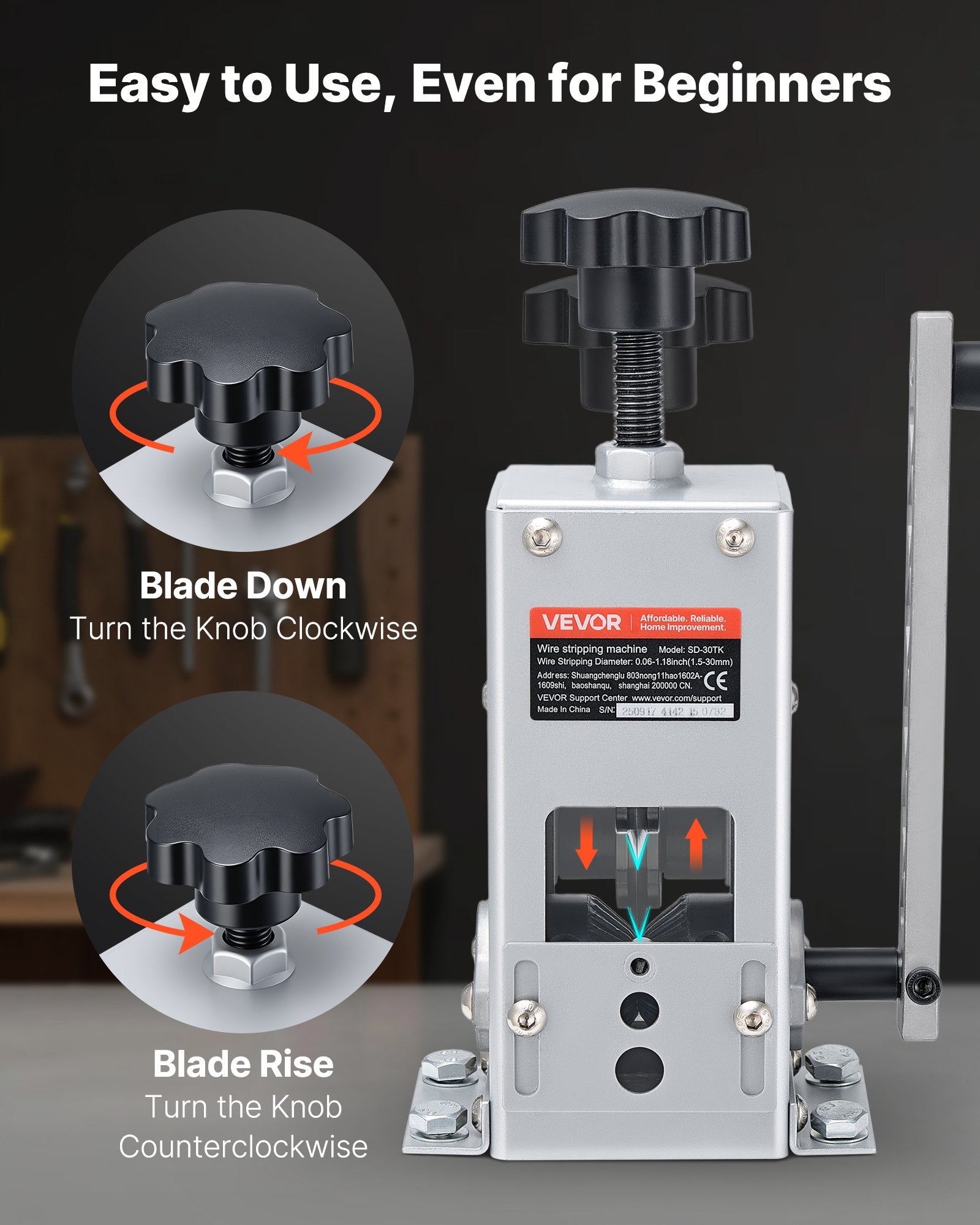 Manual Wire Stripper Machine 1.5-30mm Copper Cable Stripper Hand or Drill