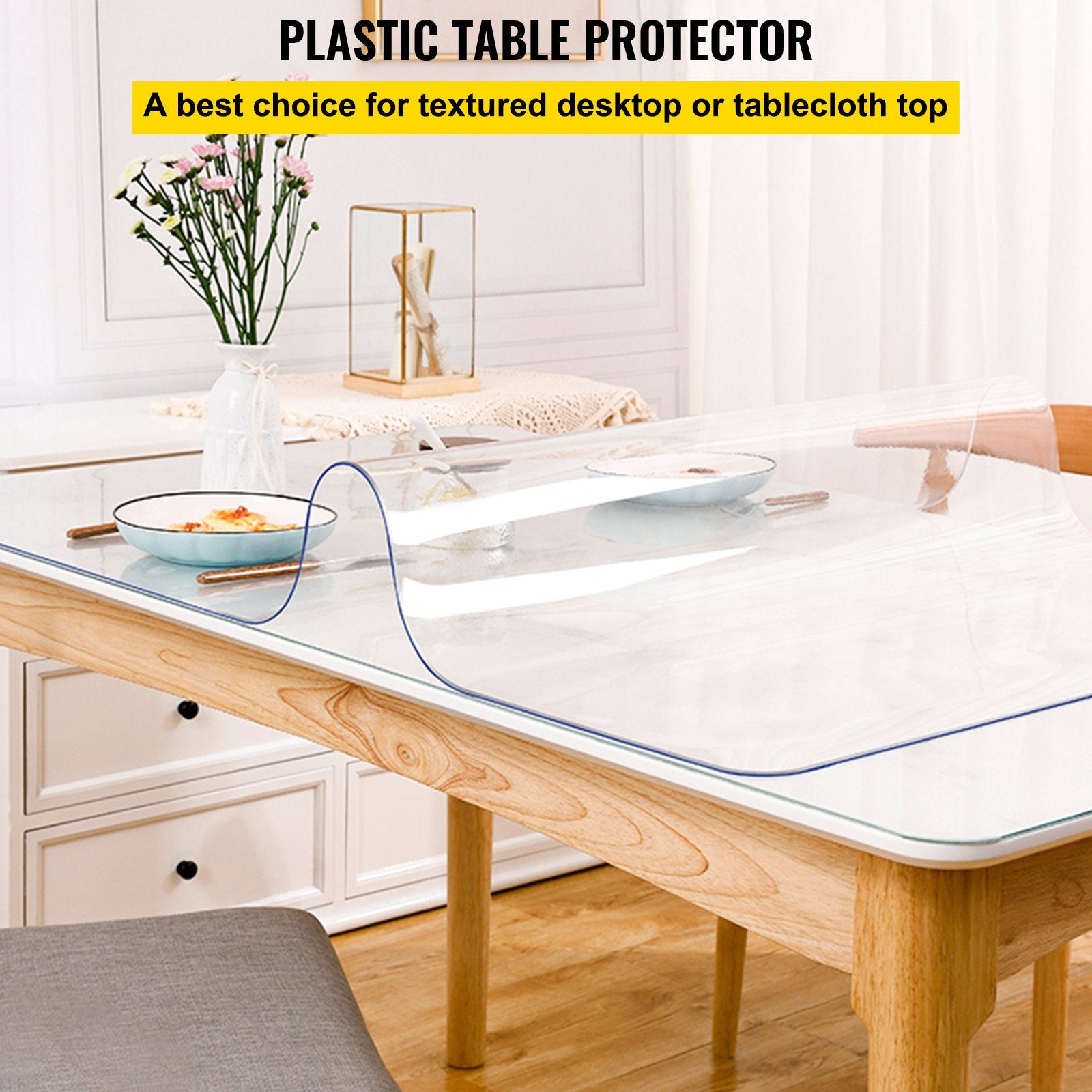 Plastic Table Cover 101.6x182.8cm 1.5mm Clear Waterproof Protector