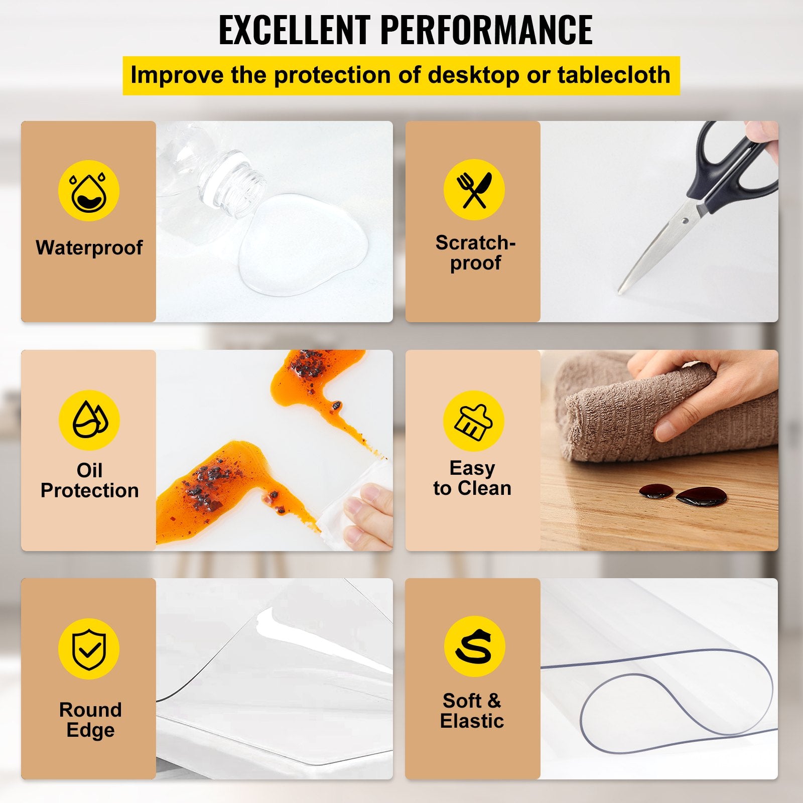 Plastic Table Cover 101.6x182.8cm 1.5mm Clear Waterproof Protector