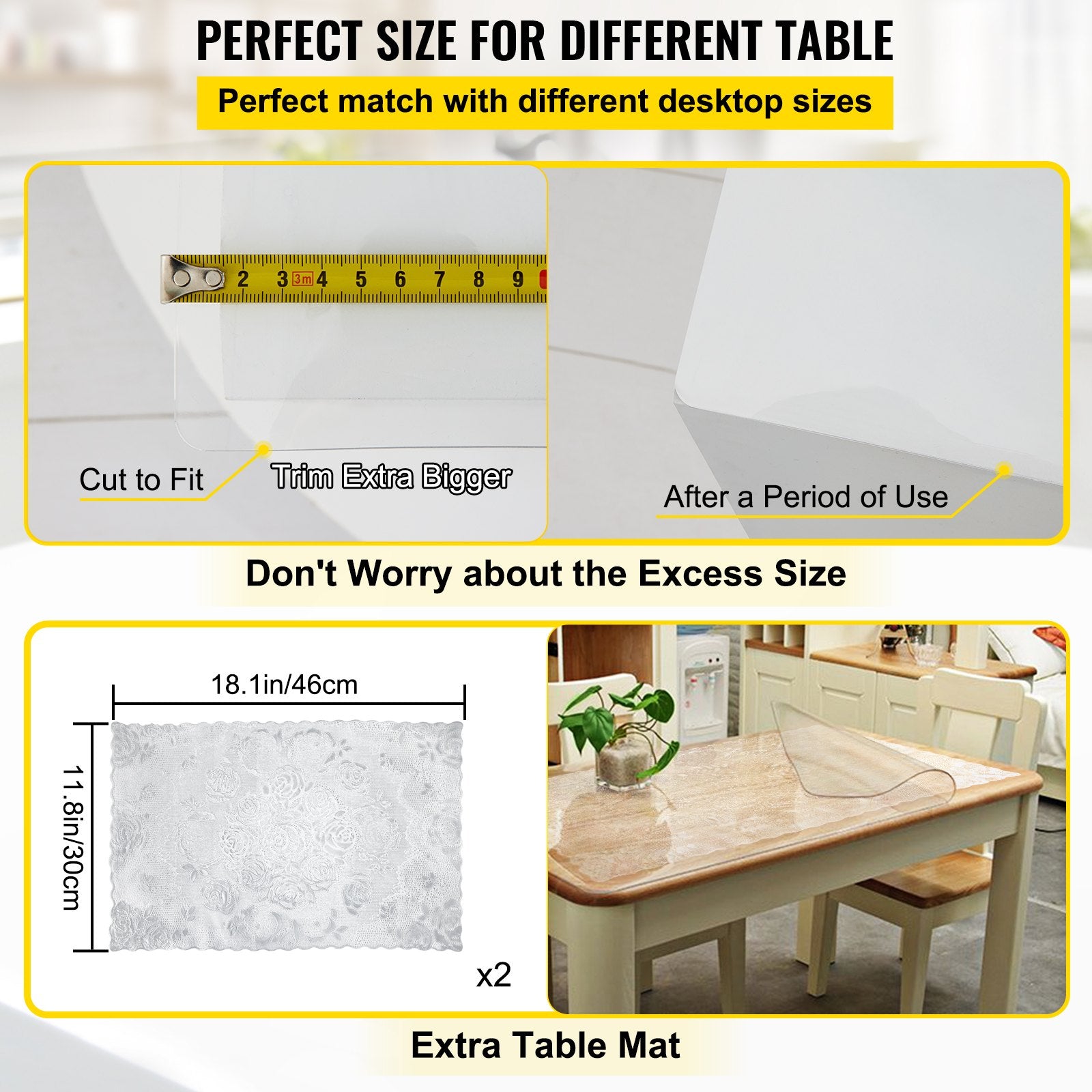 Plastic Table Cover 101.6x182.8cm 1.5mm Clear Waterproof Protector