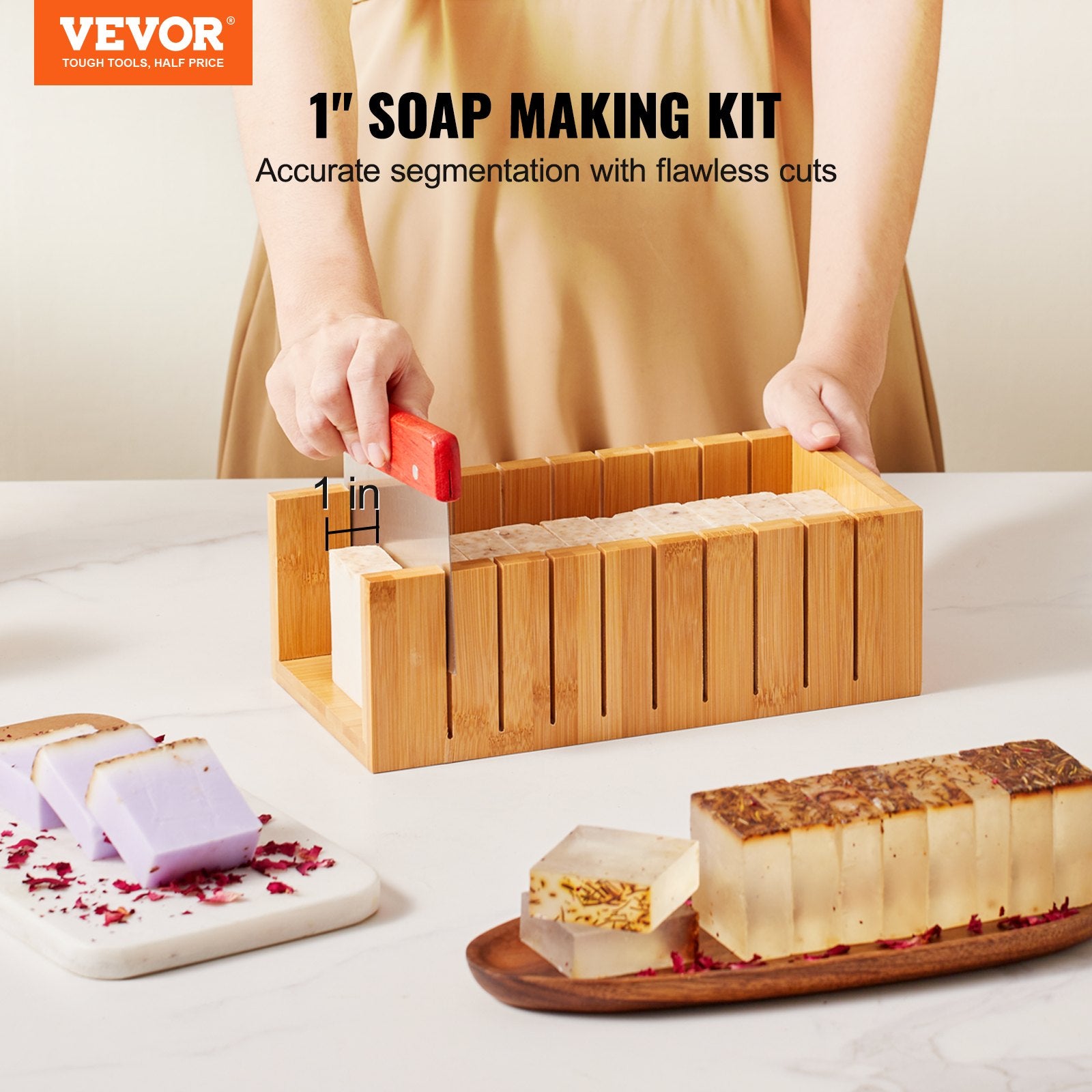 Soap Cutter and Soap Making Kit with Bamboo Box Wire Cutter and Accessories