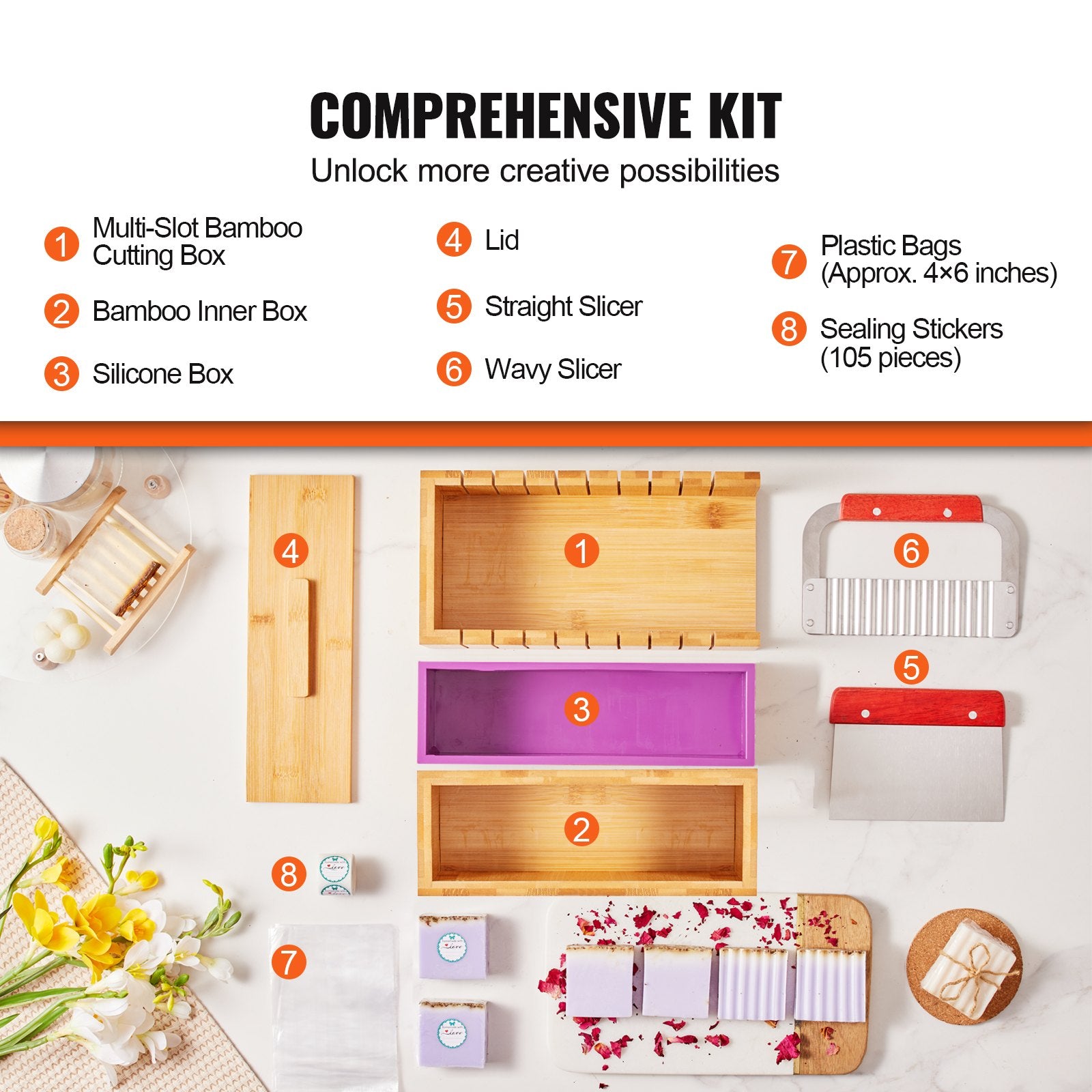 Soap Cutter and Soap Making Kit with Bamboo Box Wire Cutter and Accessories