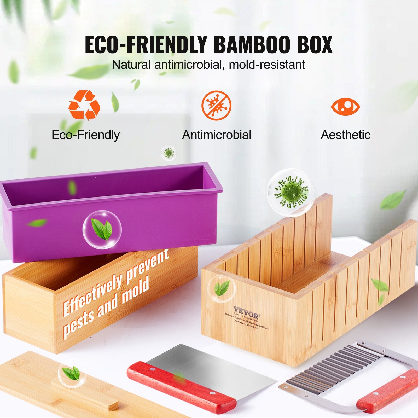 Soap Cutter and Soap Making Kit with Bamboo Box Wire Cutter and Accessories