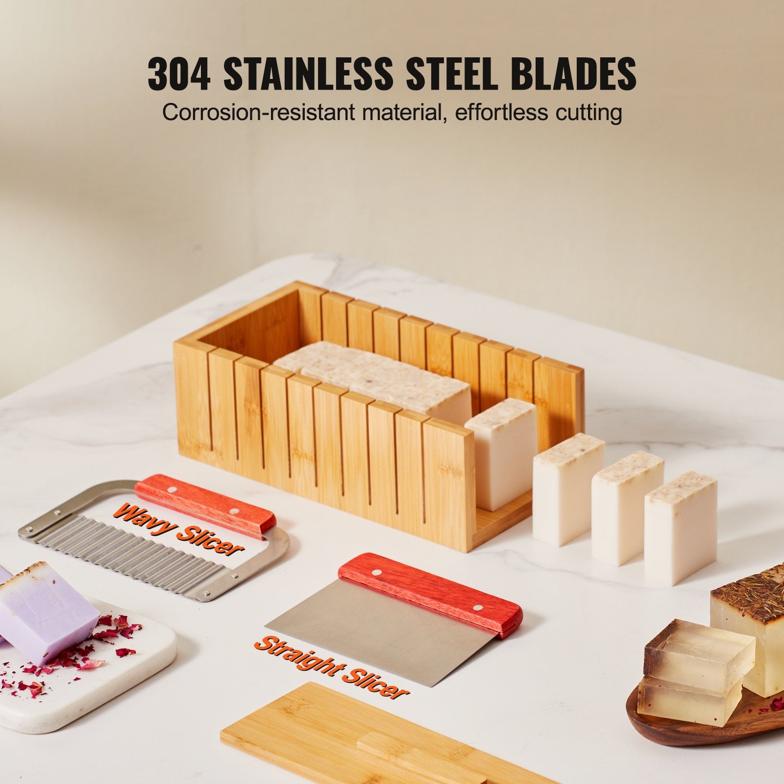 Soap Cutter and Soap Making Kit with Bamboo Box Wire Cutter and Accessories