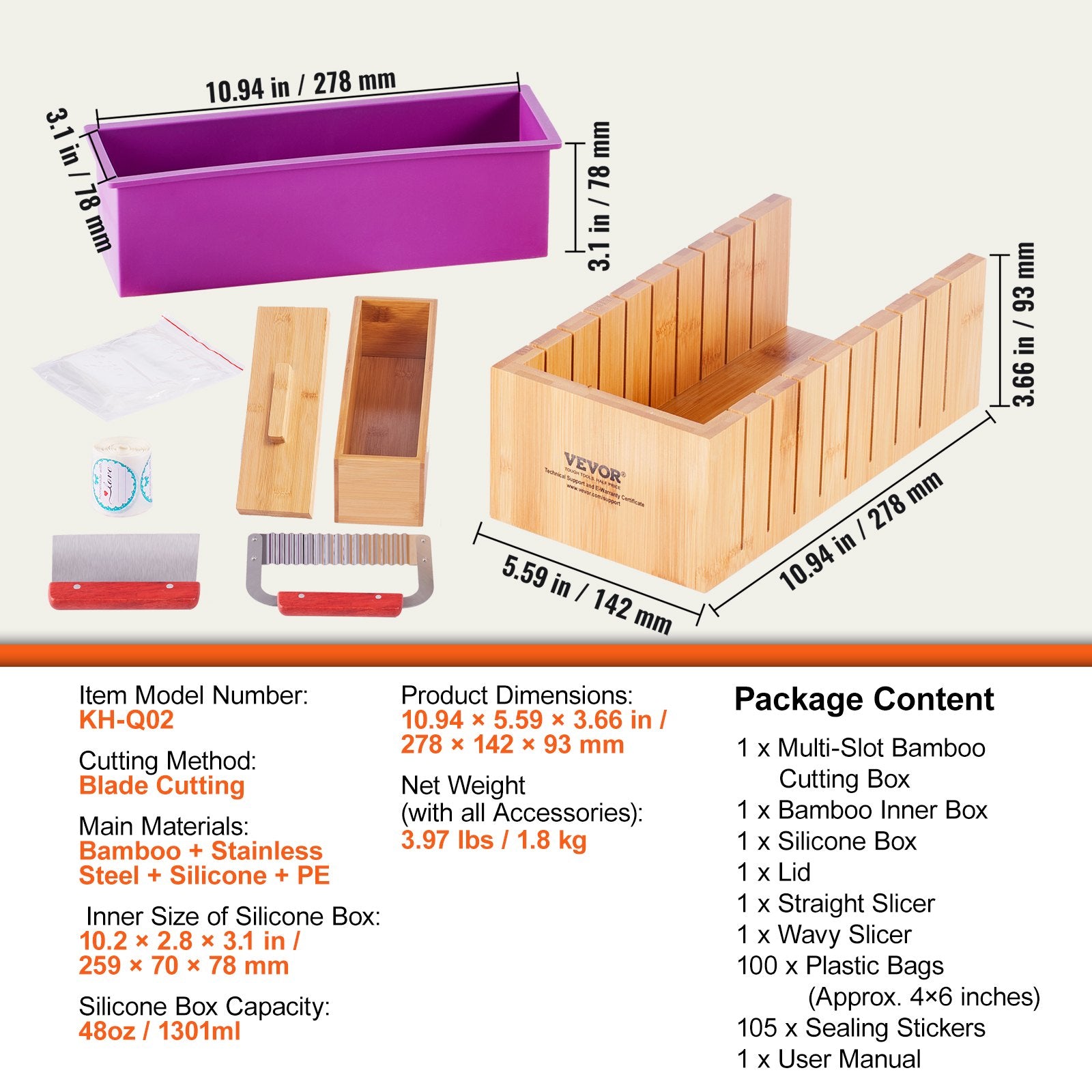 Soap Cutter and Soap Making Kit with Bamboo Box Wire Cutter and Accessories