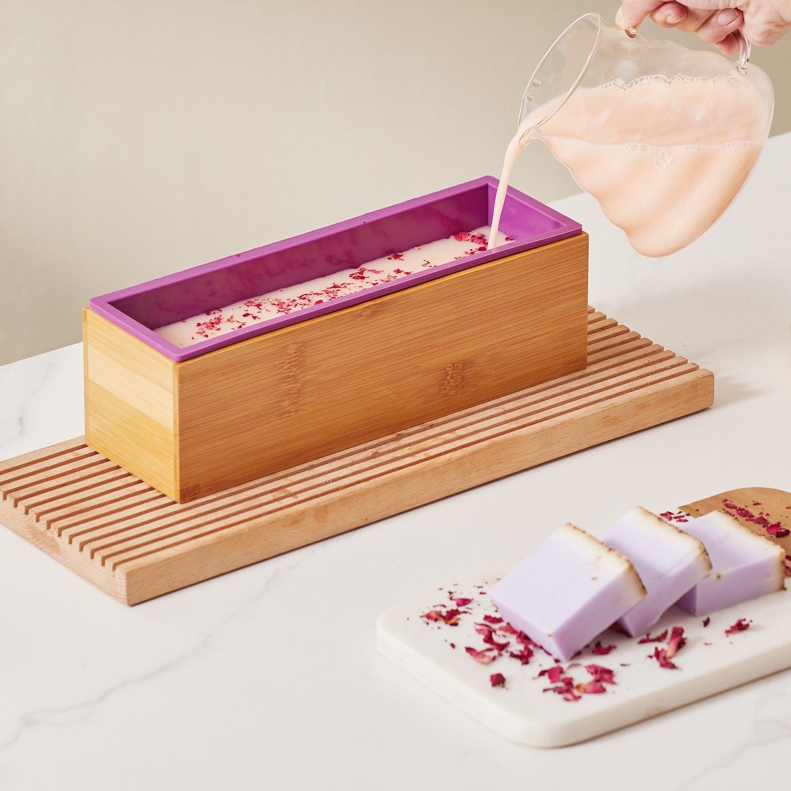 Soap Cutter and Soap Making Kit with Bamboo Box Wire Cutter and Accessories