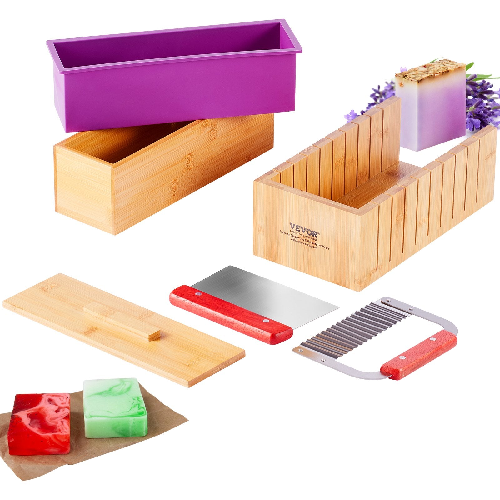 Soap Cutter and Soap Making Kit with Bamboo Box Wire Cutter and Accessories