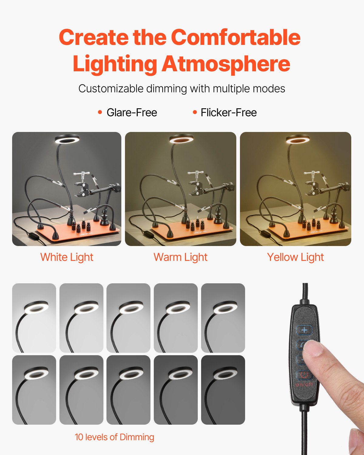 Magnetic Helping Hands Soldering Station Third Hand Tool with 3X LED Lamp 4 PCB