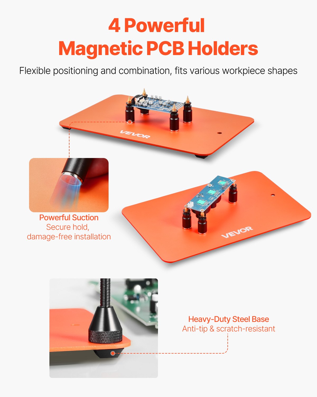 Magnetic Helping Hands Soldering Station Third Hand Tool with 3X LED Lamp 4 PCB