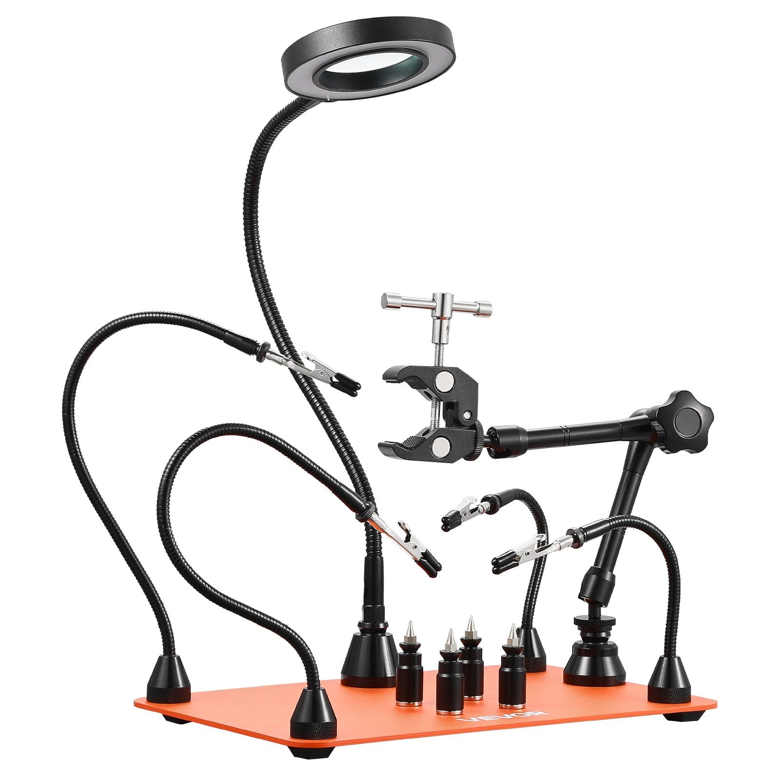 Magnetic Helping Hands Soldering Station Third Hand Tool with 3X LED Lamp 4 PCB