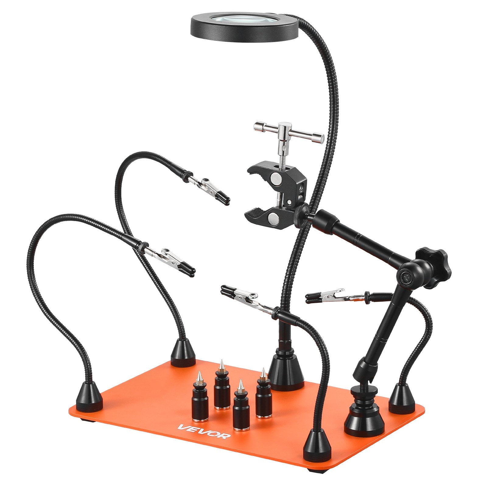 Magnetic Helping Hands Soldering Station Third Hand Tool with 3X LED Lamp 4 PCB