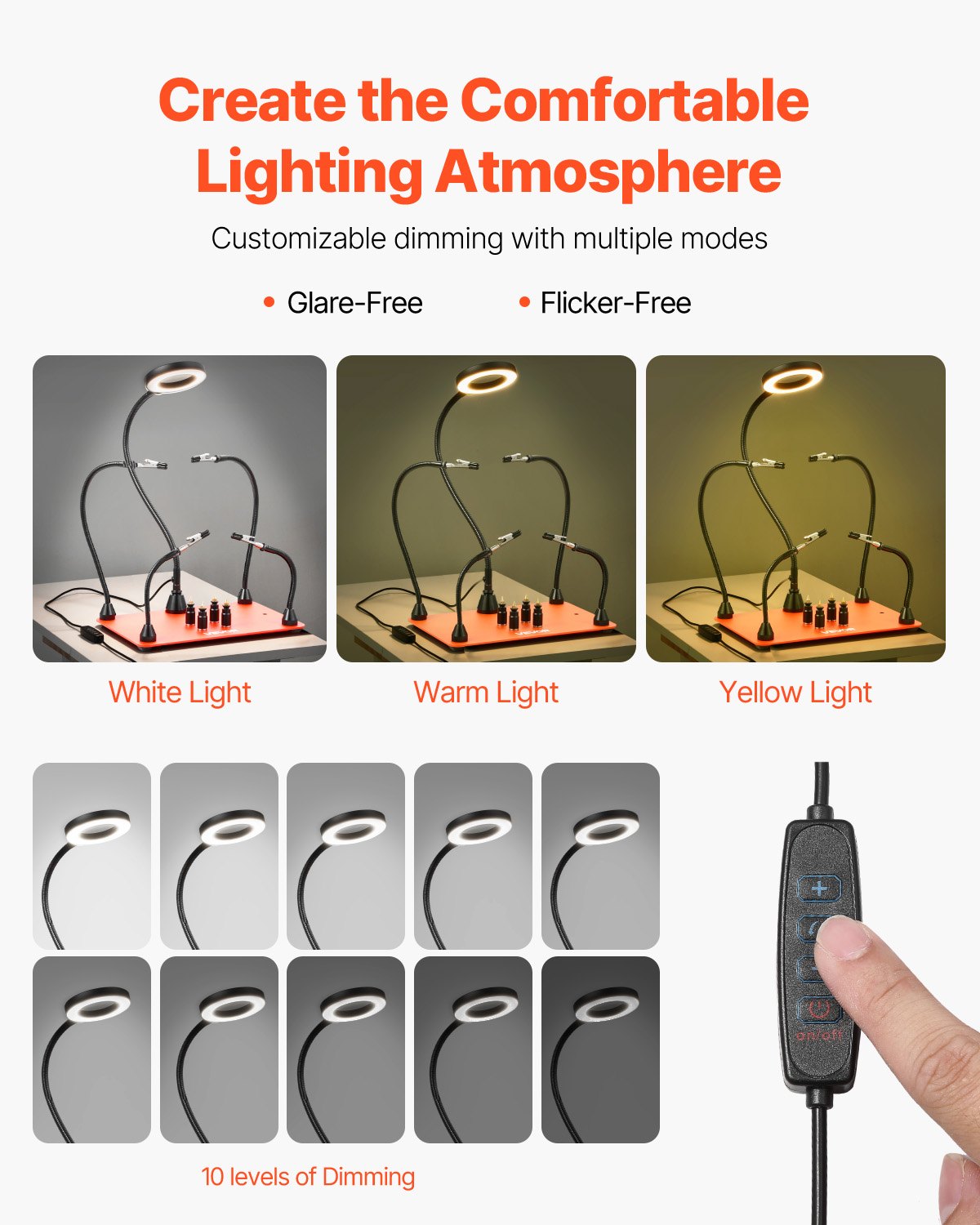 Soldering Station Magnetic Helping Hands 4 Arms Third Hand 3X LED Lamp 4 PCB