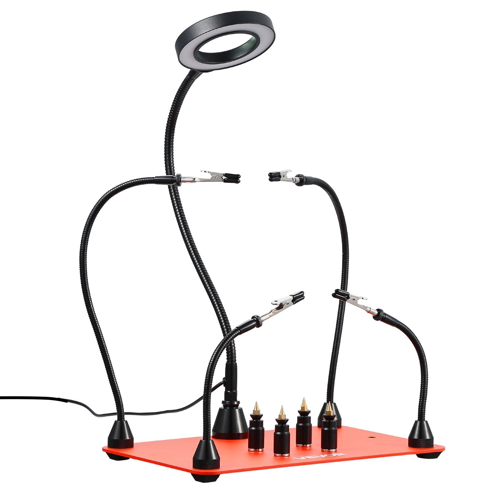 Soldering Station Magnetic Helping Hands 4 Arms Third Hand 3X LED Lamp 4 PCB