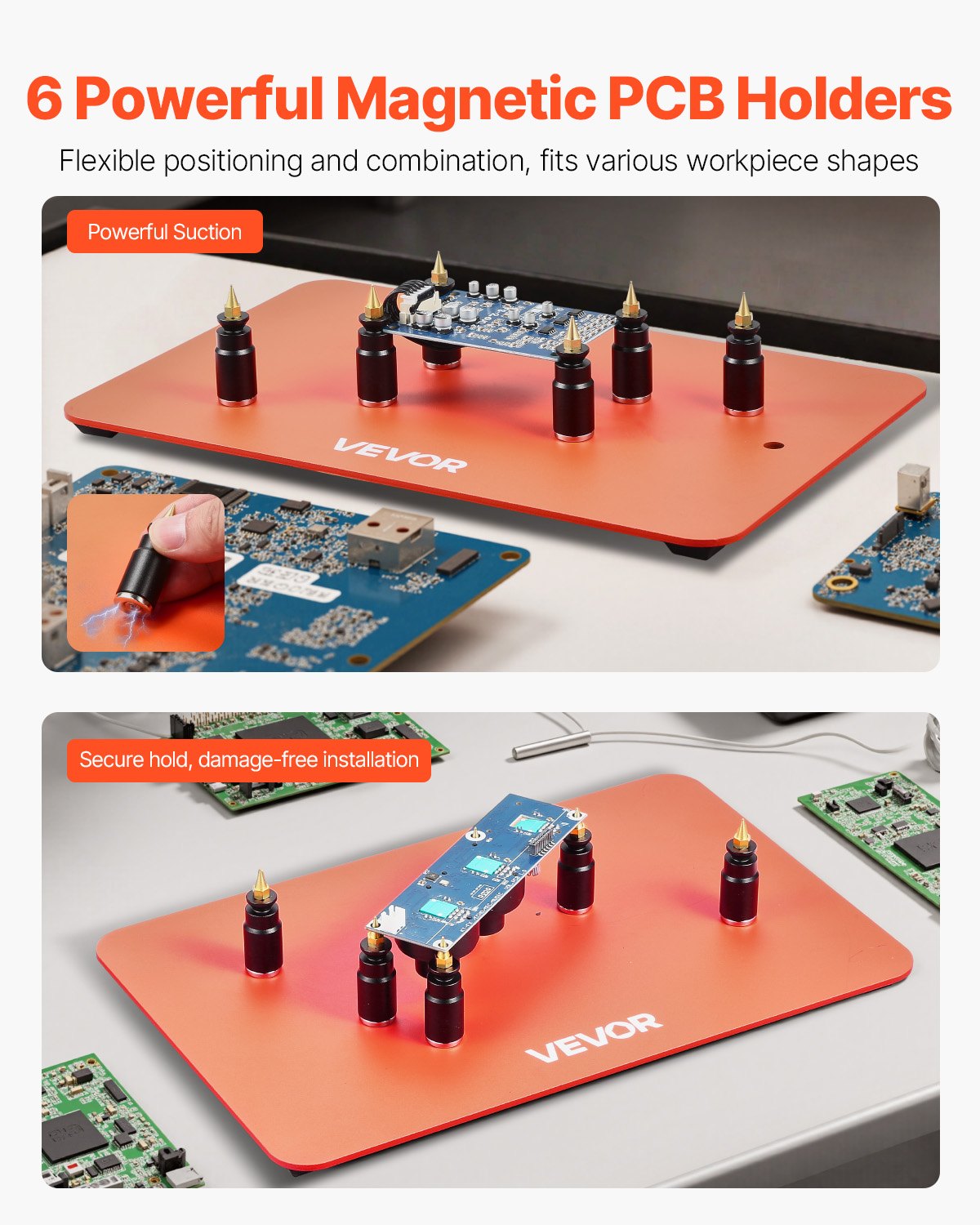 Magnetic Helping Hands Soldering Station, 4 Flexible Arms, Heavy-Duty Base