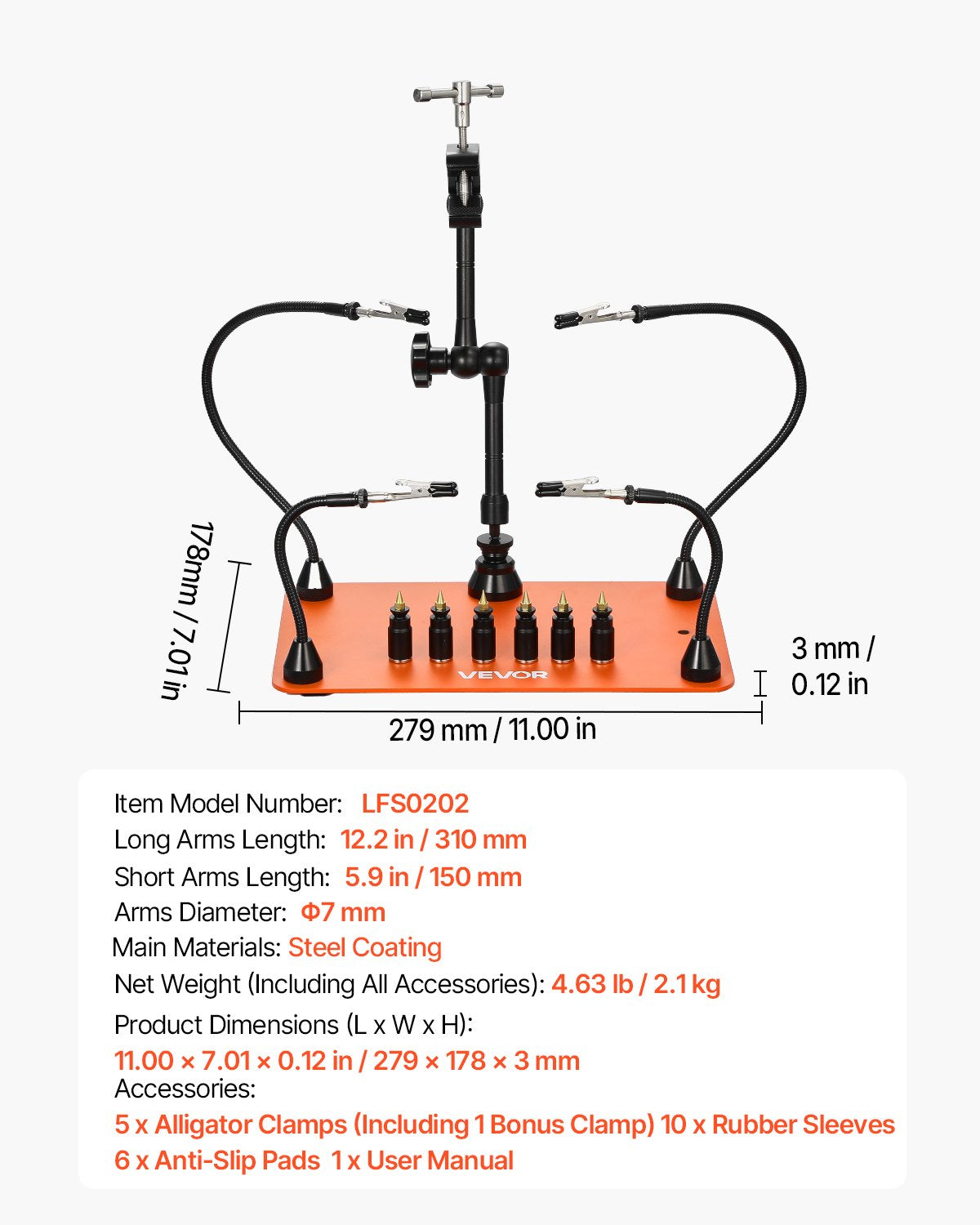 Magnetic Helping Hands Soldering Station, 4 Flexible Arms, Heavy-Duty Base