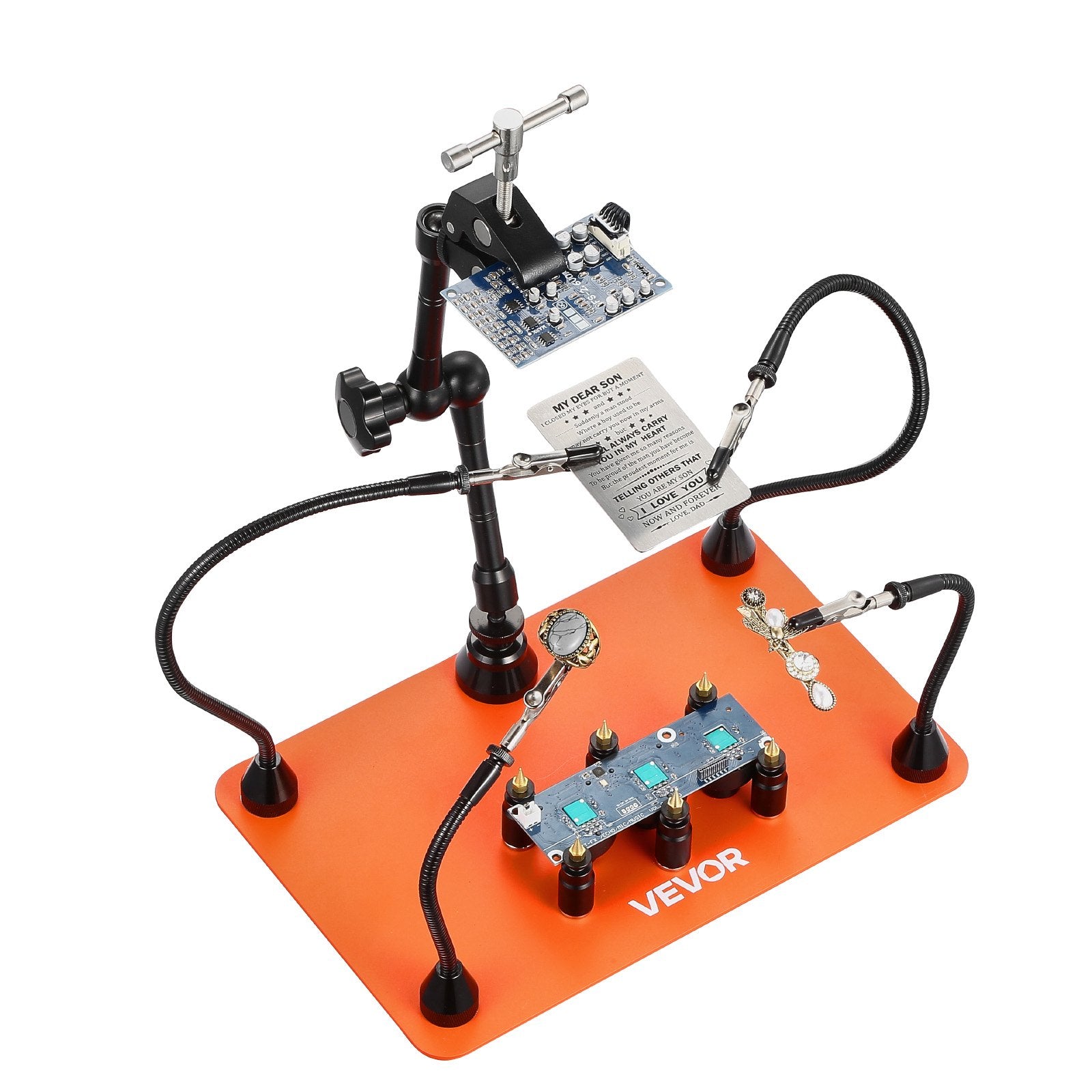 Magnetic Helping Hands Soldering Station, 4 Flexible Arms, Heavy-Duty Base