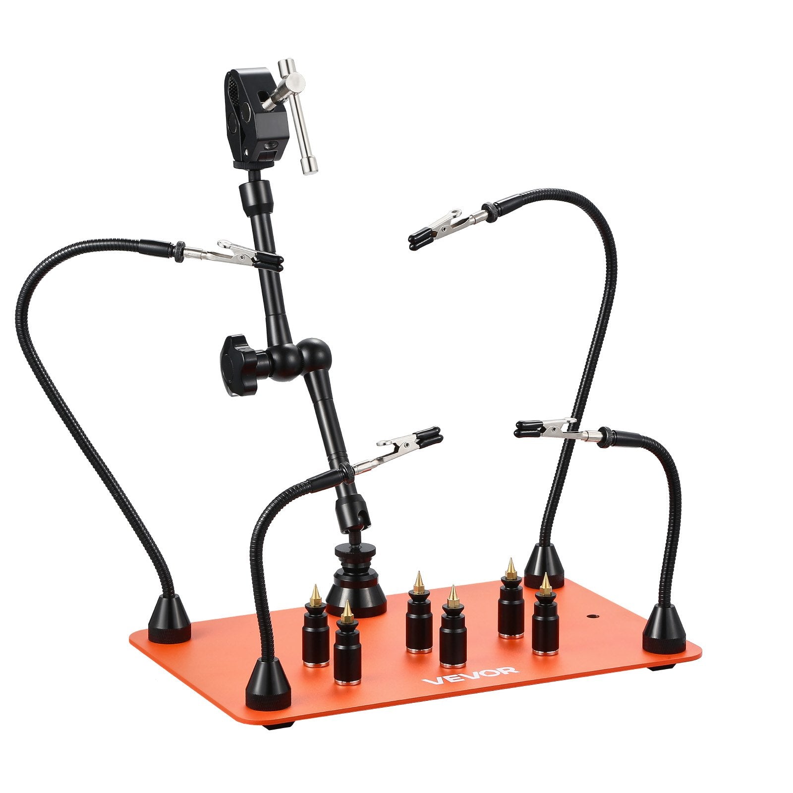Magnetic Helping Hands Soldering Station, 4 Flexible Arms, Heavy-Duty Base