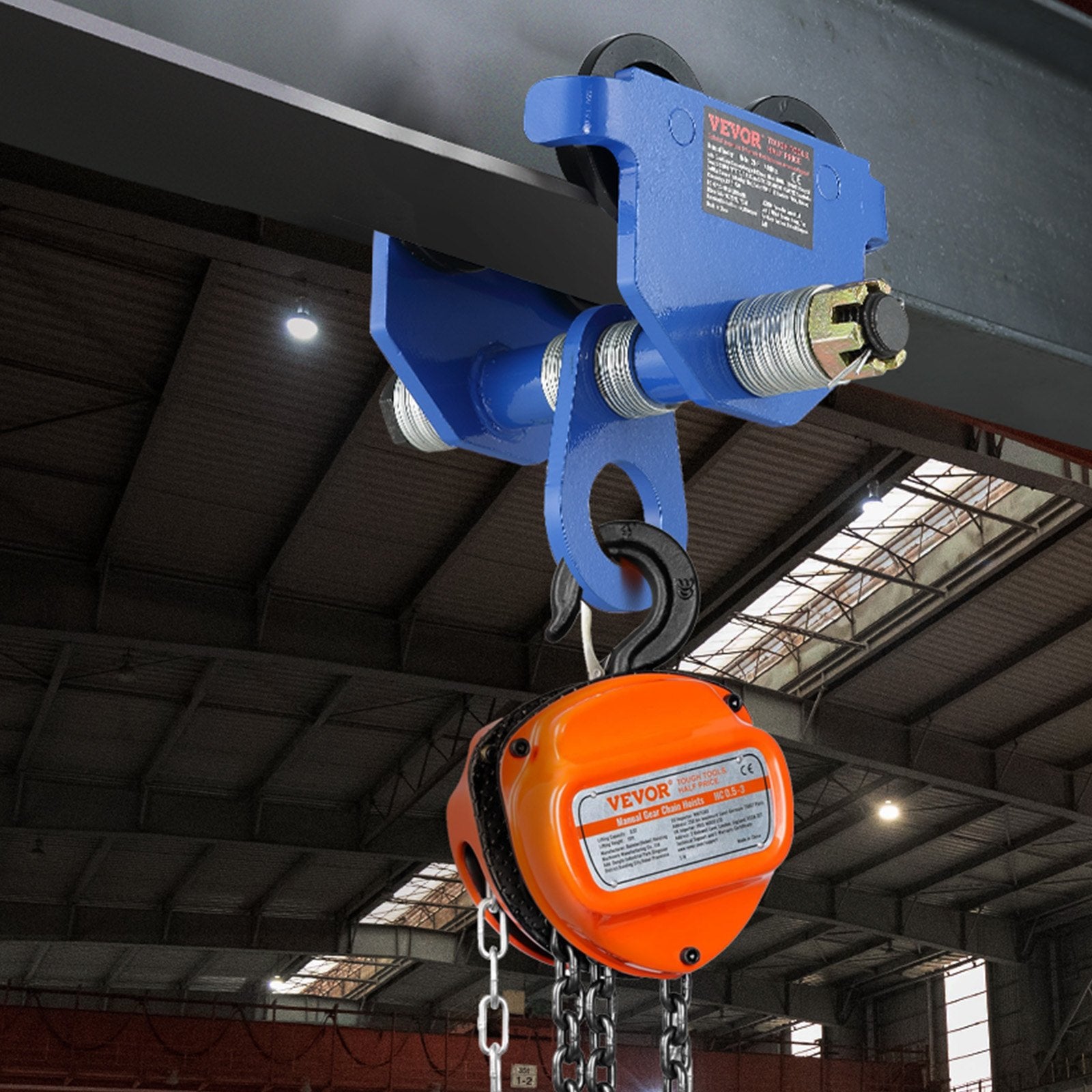 2 Ton Manual Push Beam Trolley Adjustable Dual Wheel Heavy Duty I-Beam Hoist