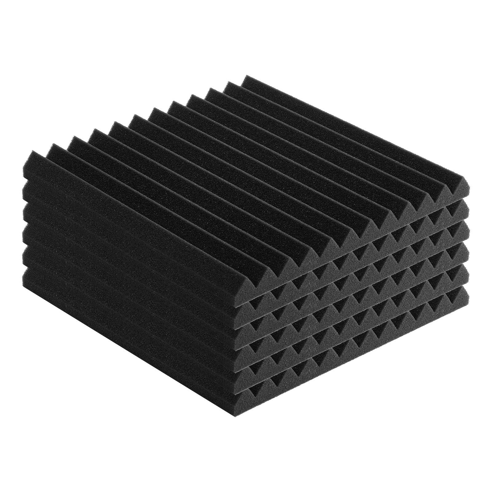 Acoustic Foam Panels 52 Pack 12x12x1 Inch High Density Fire-Resistant Black