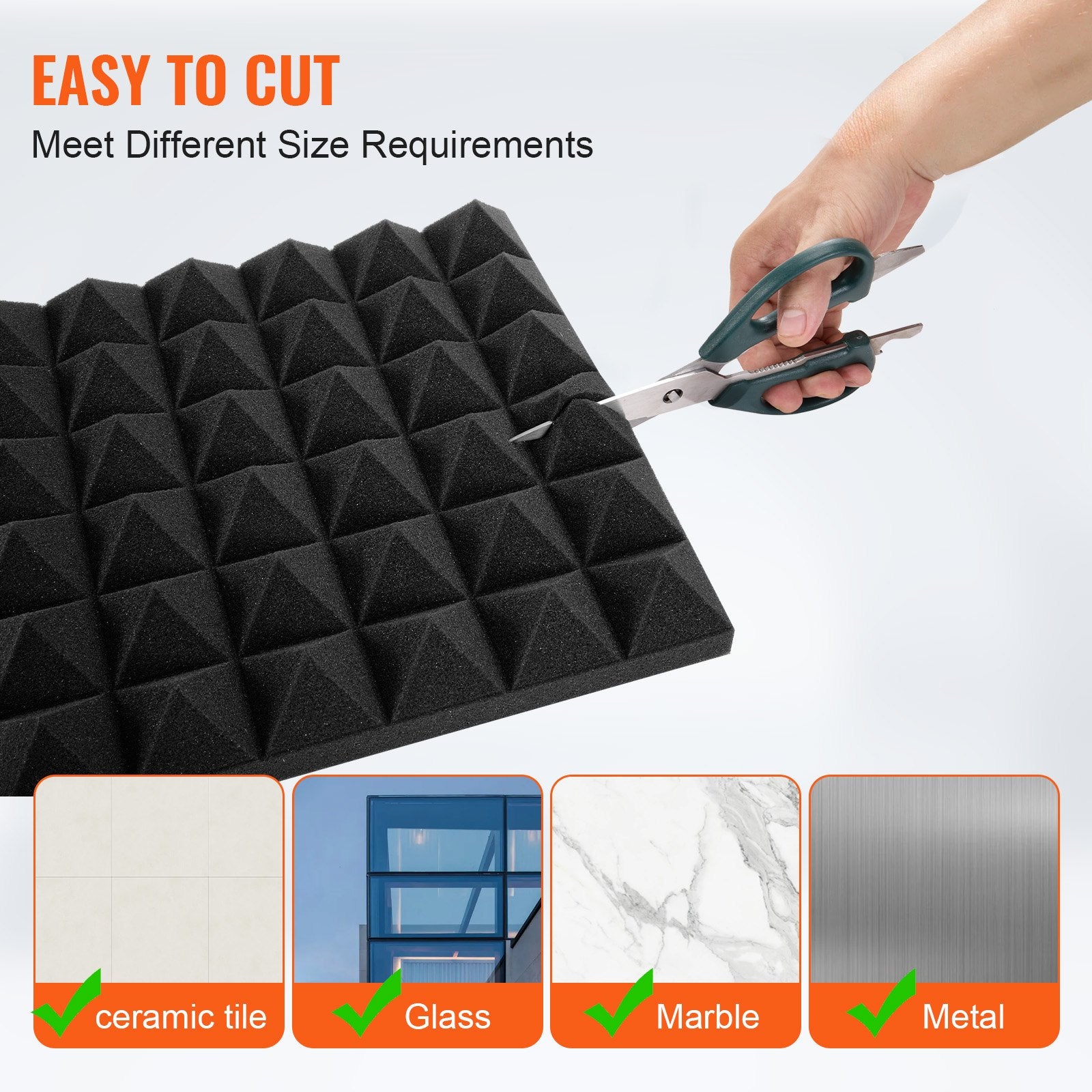Acoustic Foam Panels 36 Pack 12x12x2 in Pyramid Soundproof Fire-Resistant Black