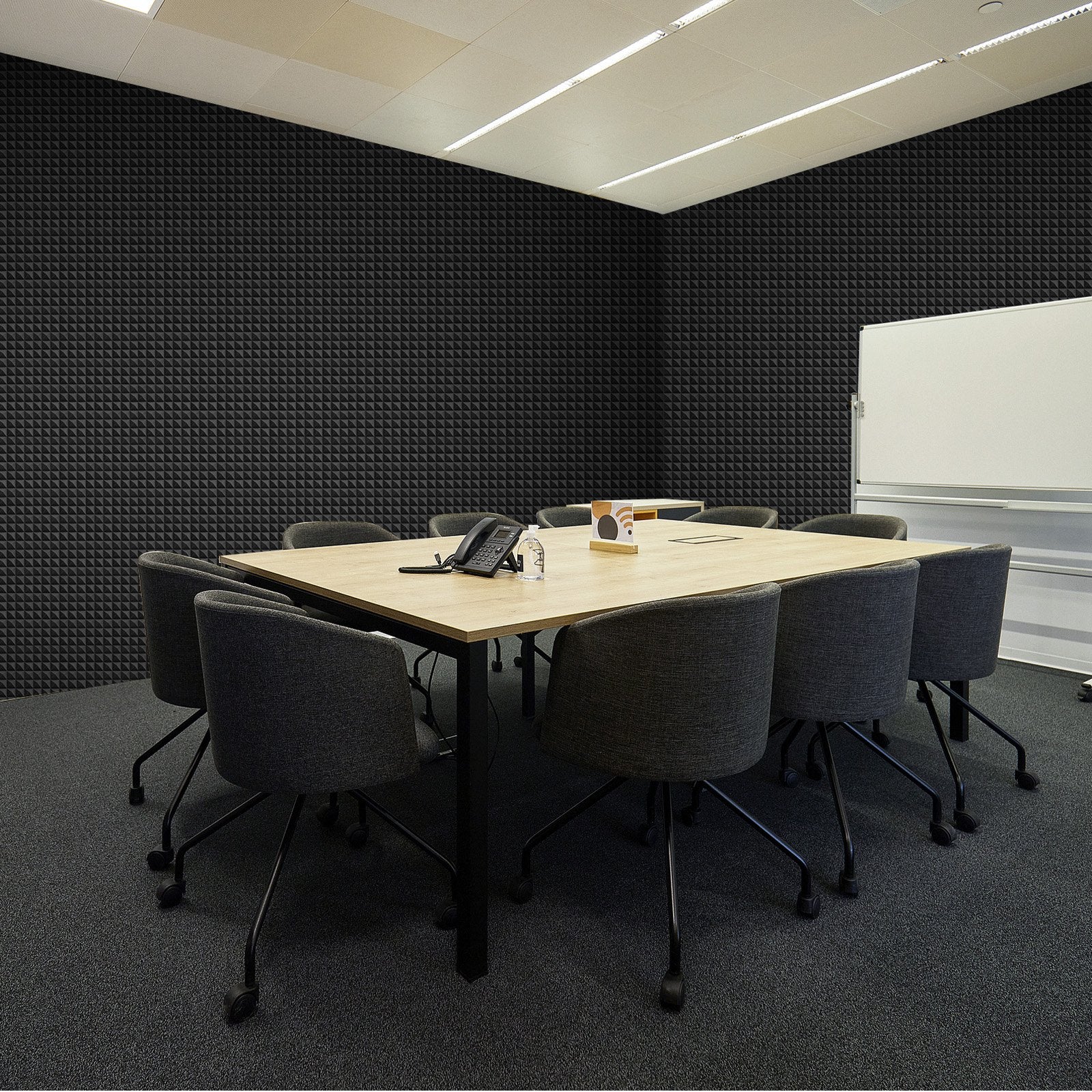 Acoustic Foam Panels 36 Pack 12x12x2 in Pyramid Soundproof Fire-Resistant Black