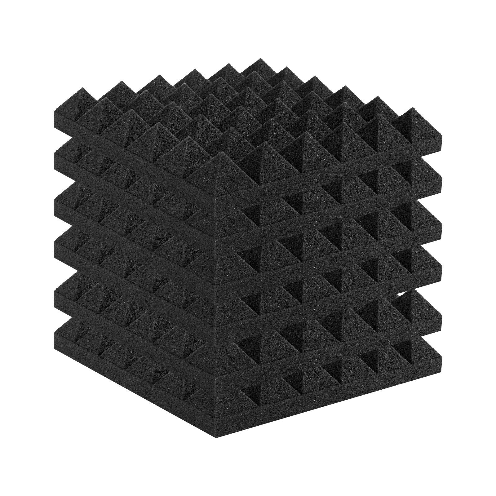 Acoustic Foam Panels 36 Pack 12x12x2 in Pyramid Soundproof Fire-Resistant Black